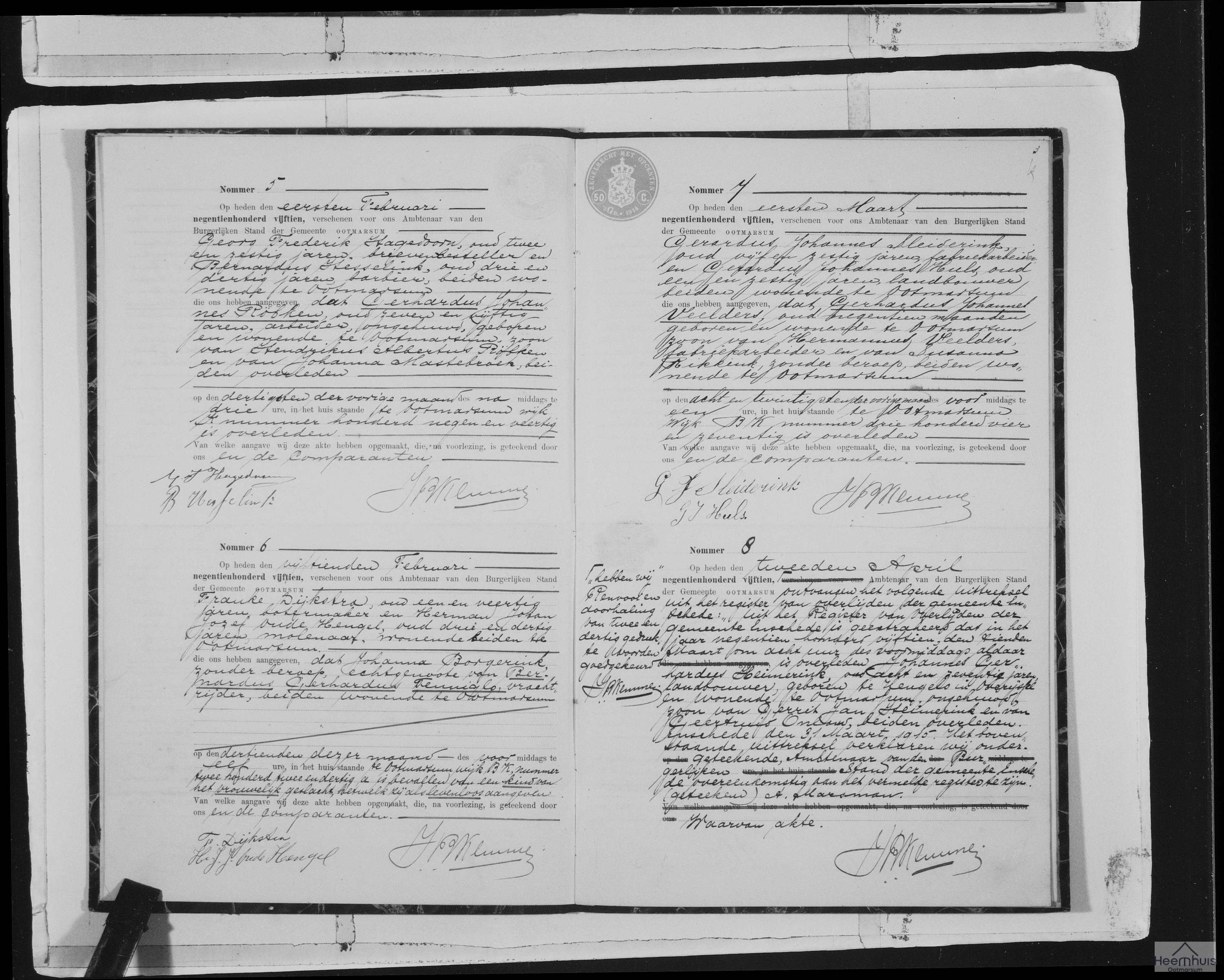 Overlijdensakte van Johannes Gerhardus Heimerink Overlijdensakte van Johannes Gerhardus Heimerink