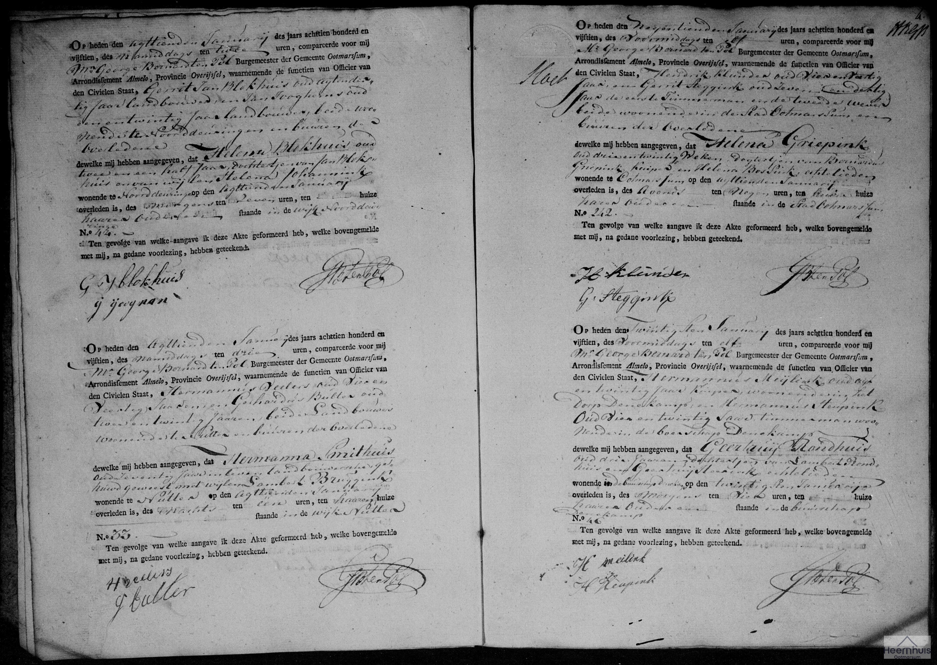 Overlijdensakte van Hermanna Smithuis