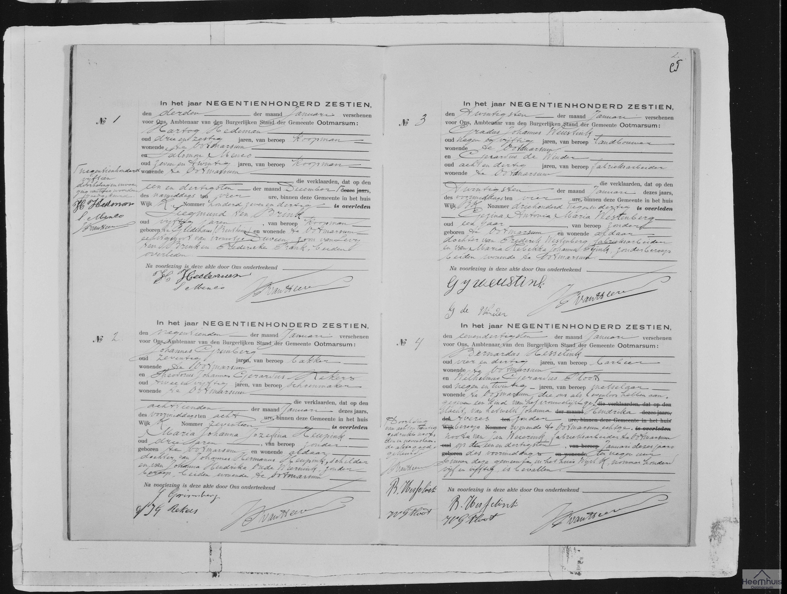 Overlijdensakte van Gezina Antonia Maria Westenberg Overlijdensakte van Gezina Antonia Maria Westenberg