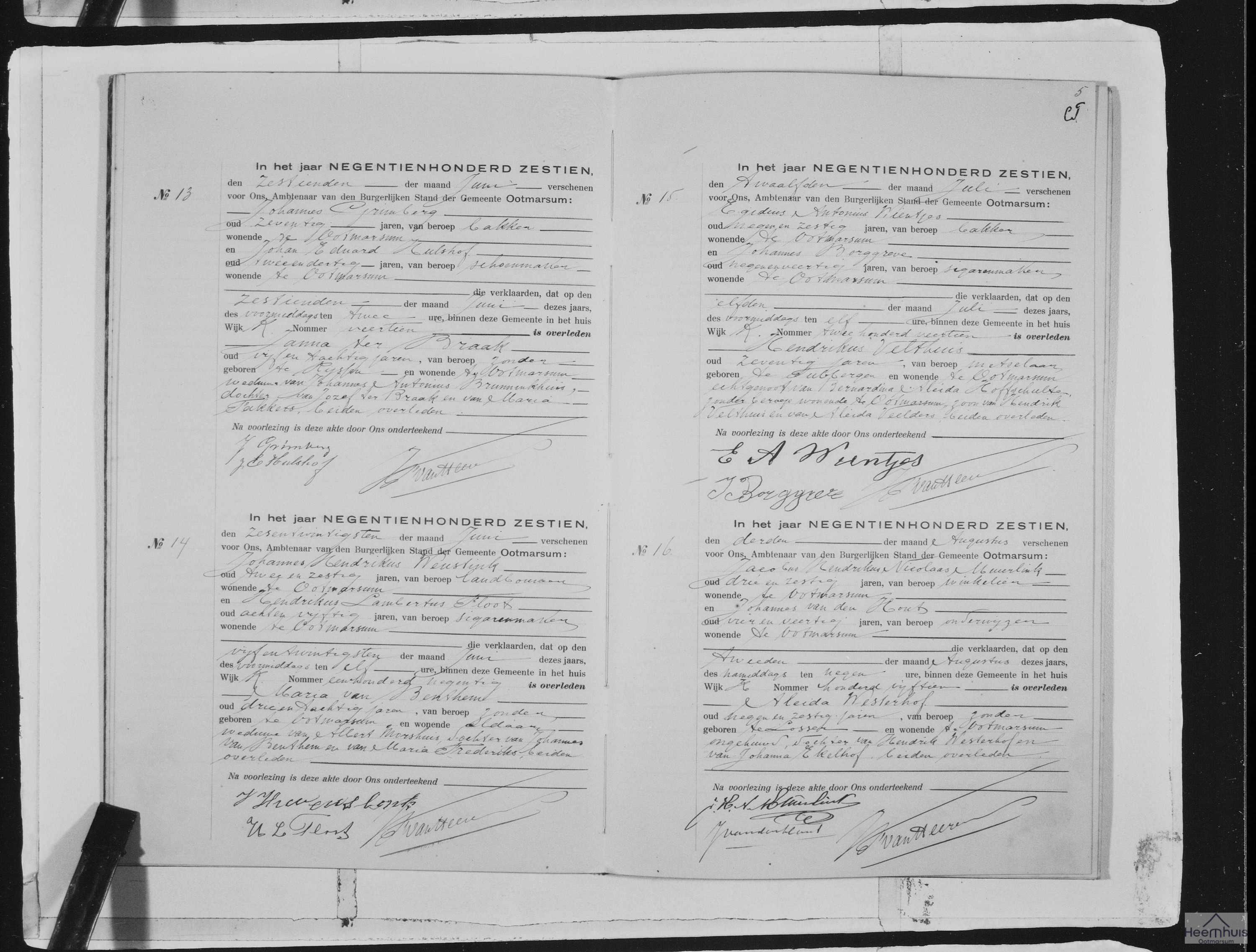 Overlijdensakte van Maria van Benthem