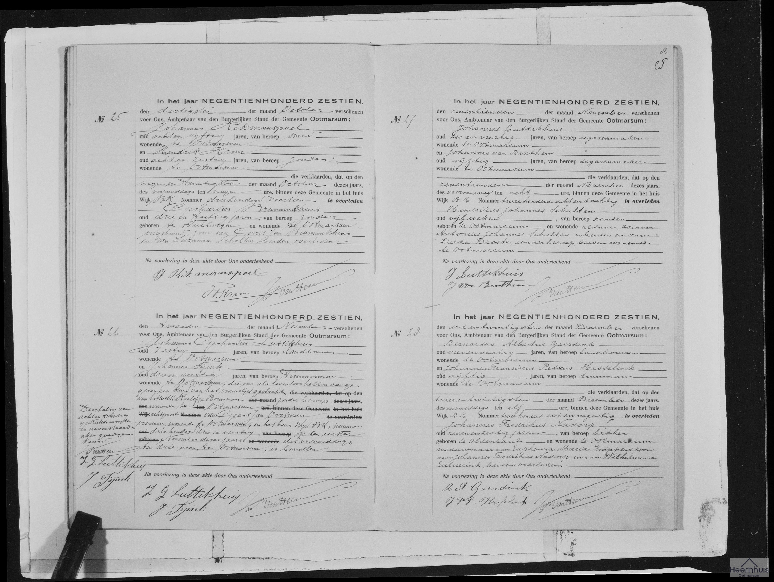 Overlijdensakte van Gerhardus Brunninkhuis Overlijdensakte van Gerhardus Brunninkhuis