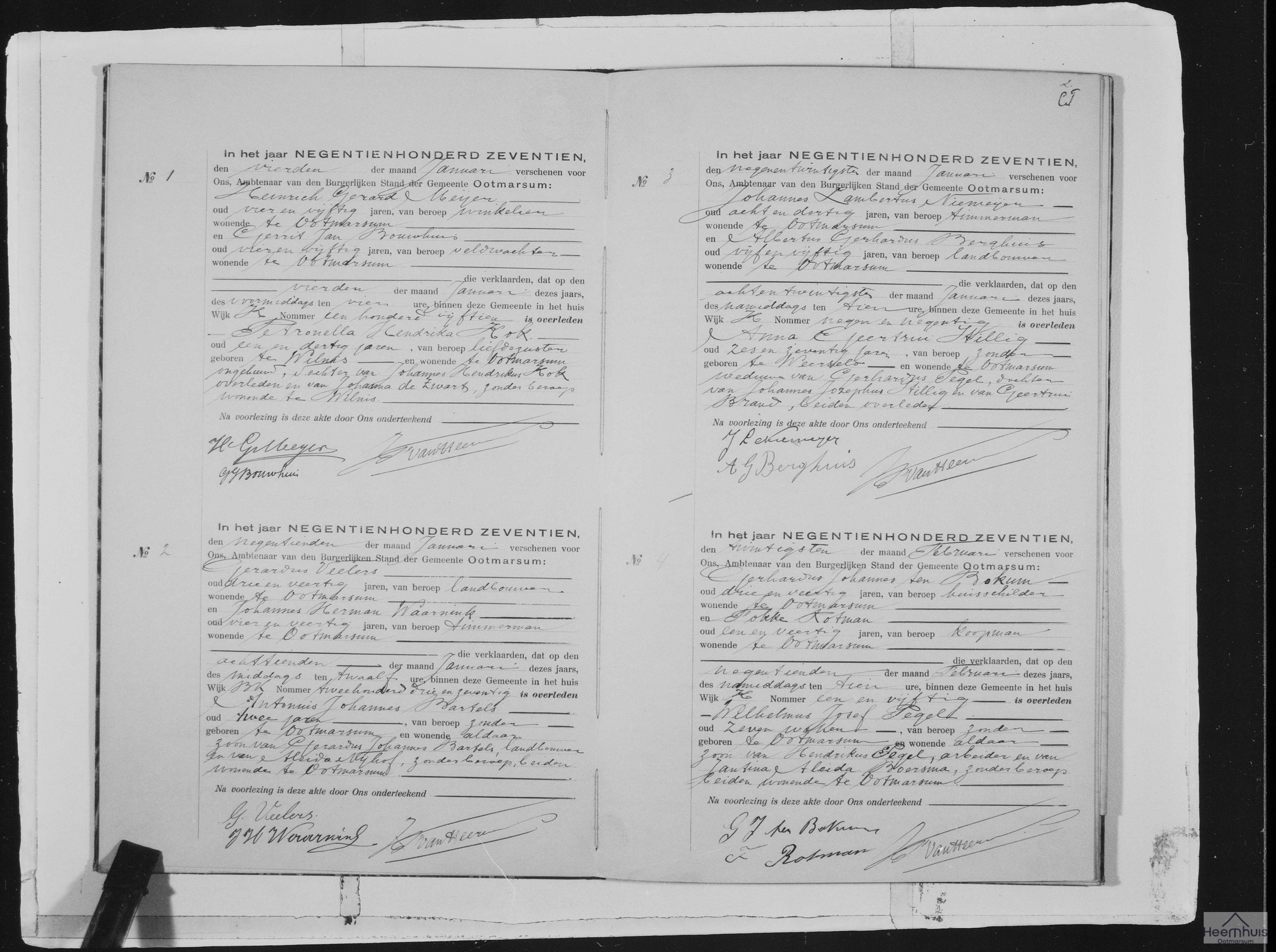 Overlijdensakte van Wilhelmus Jozef Pegel