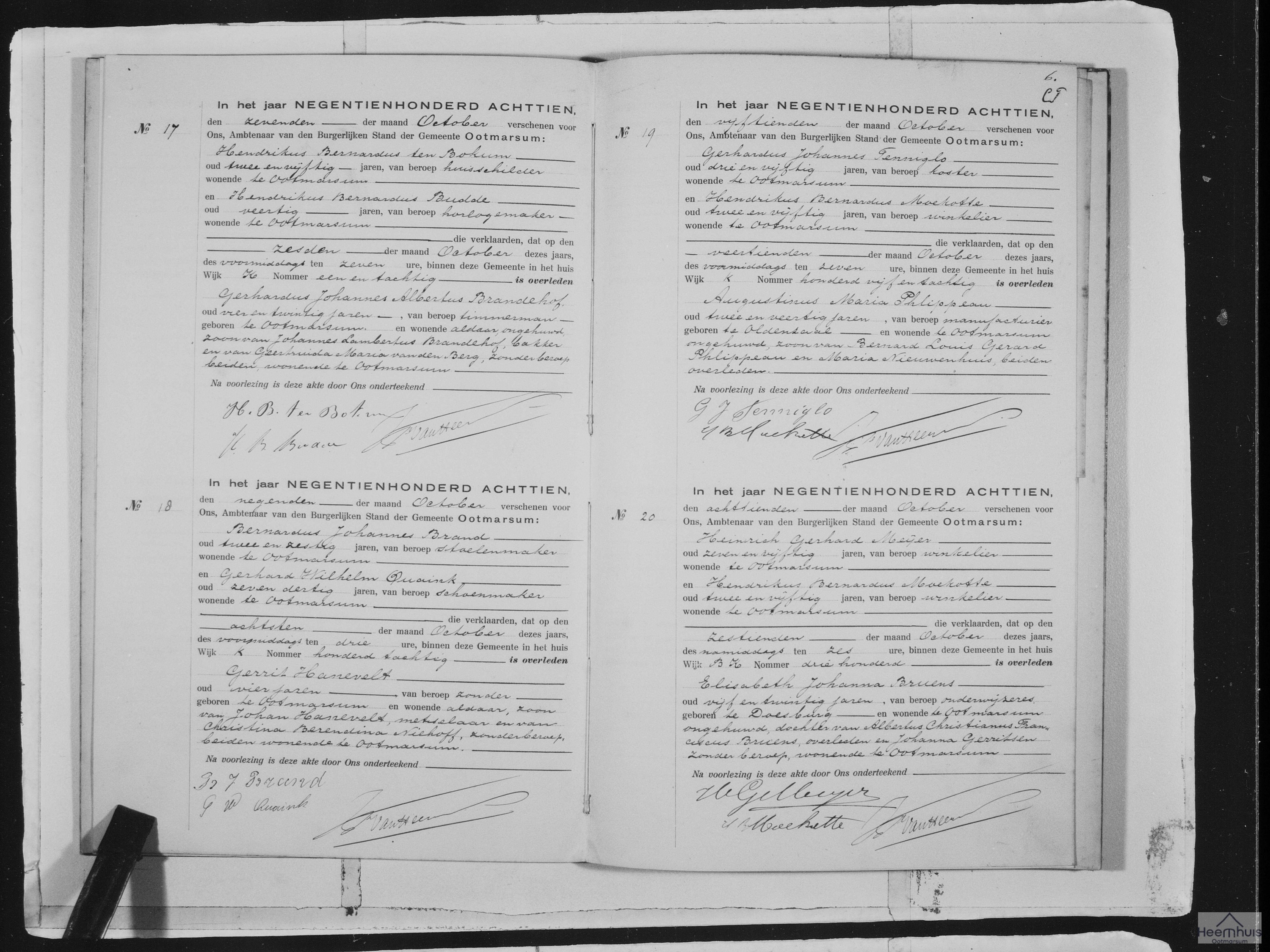 Overlijdensakte van Elisabeth Johanna Bruens