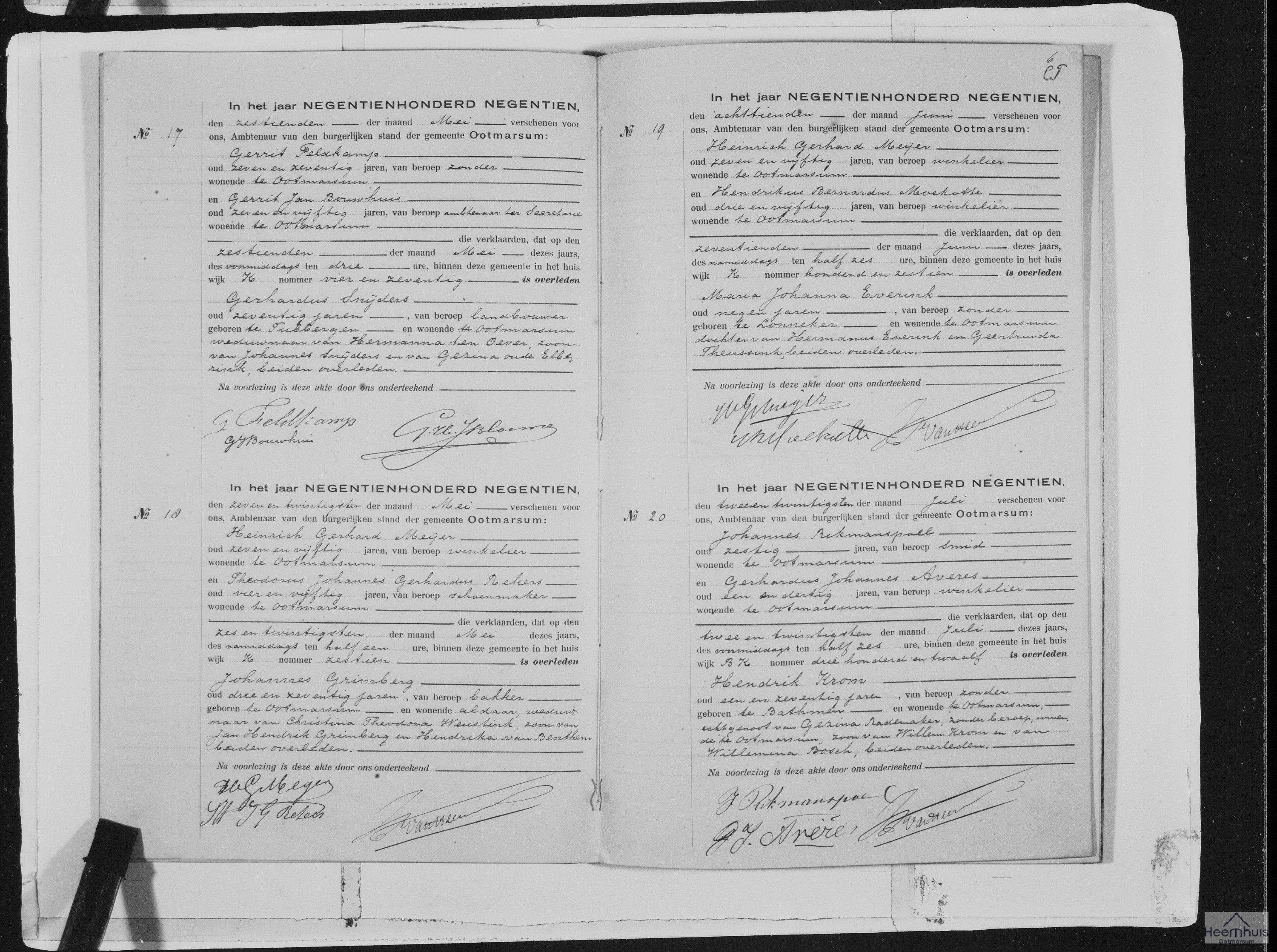 Overlijdensakte van Johannes Grimberg