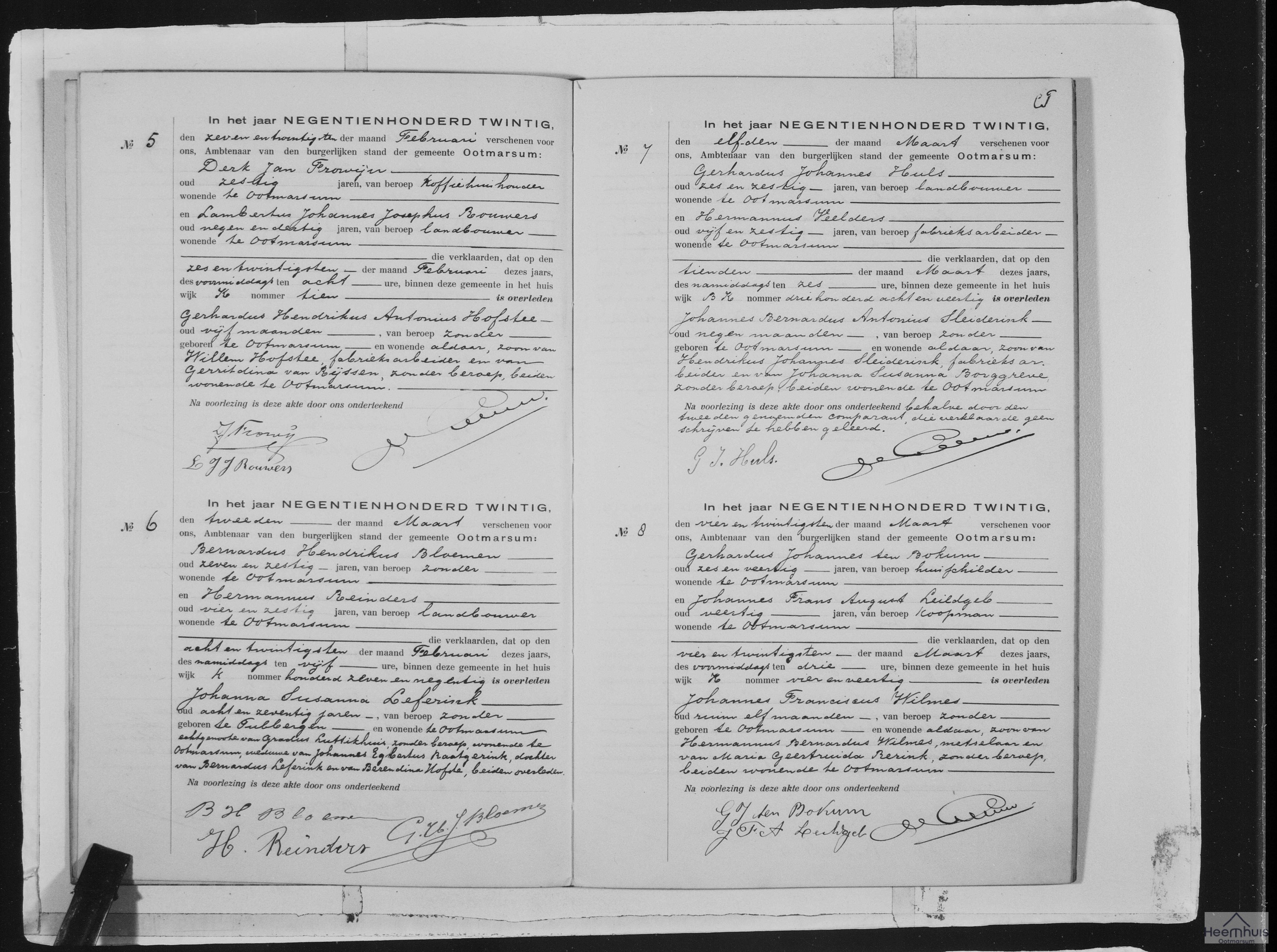 Overlijdensakte van Gerhardus Hendrikus Antonius Hofstee Overlijdensakte van Gerhardus Hendrikus Antonius Hofstee