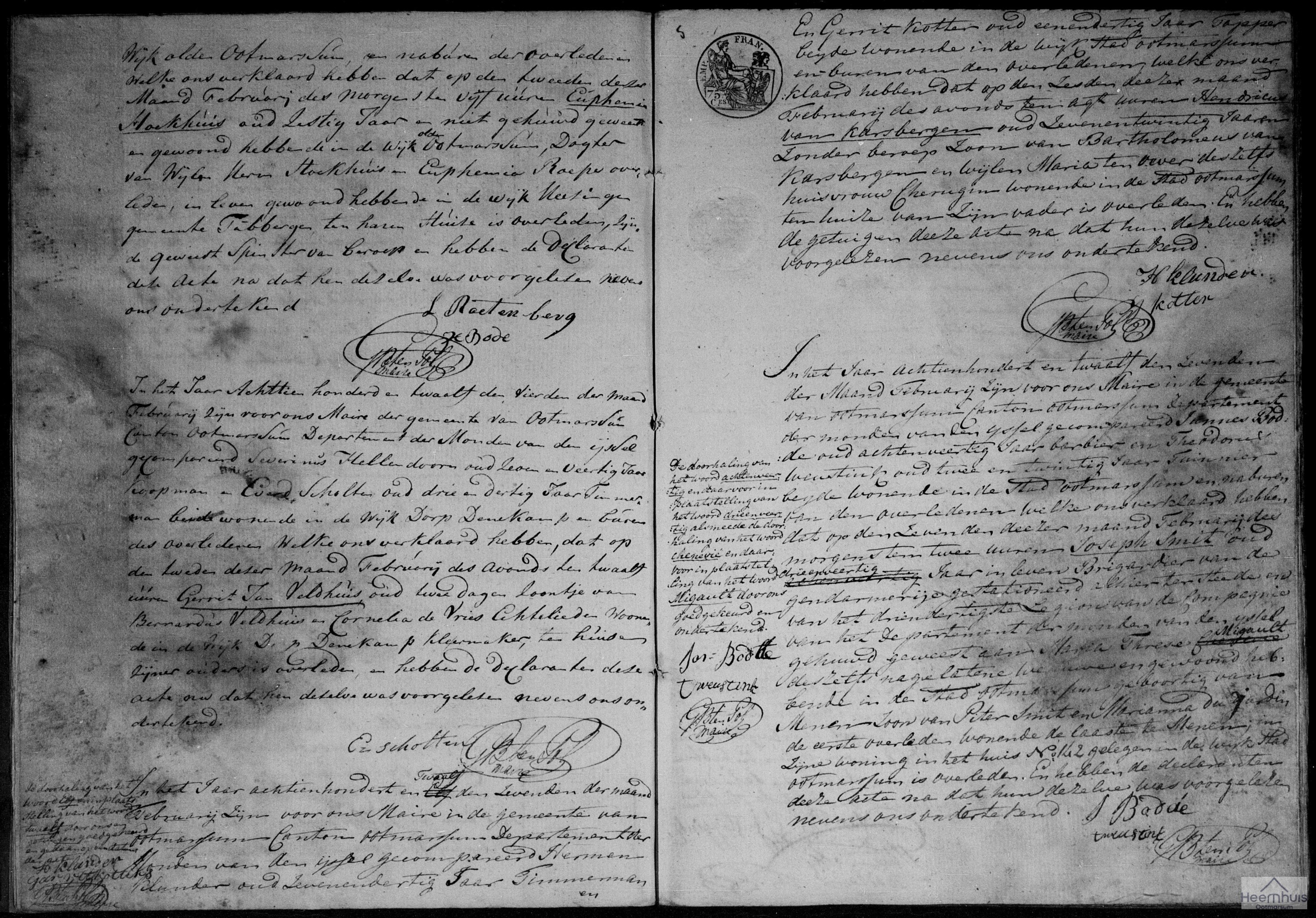 Overlijdensakte van Hendricus van Karsbergen