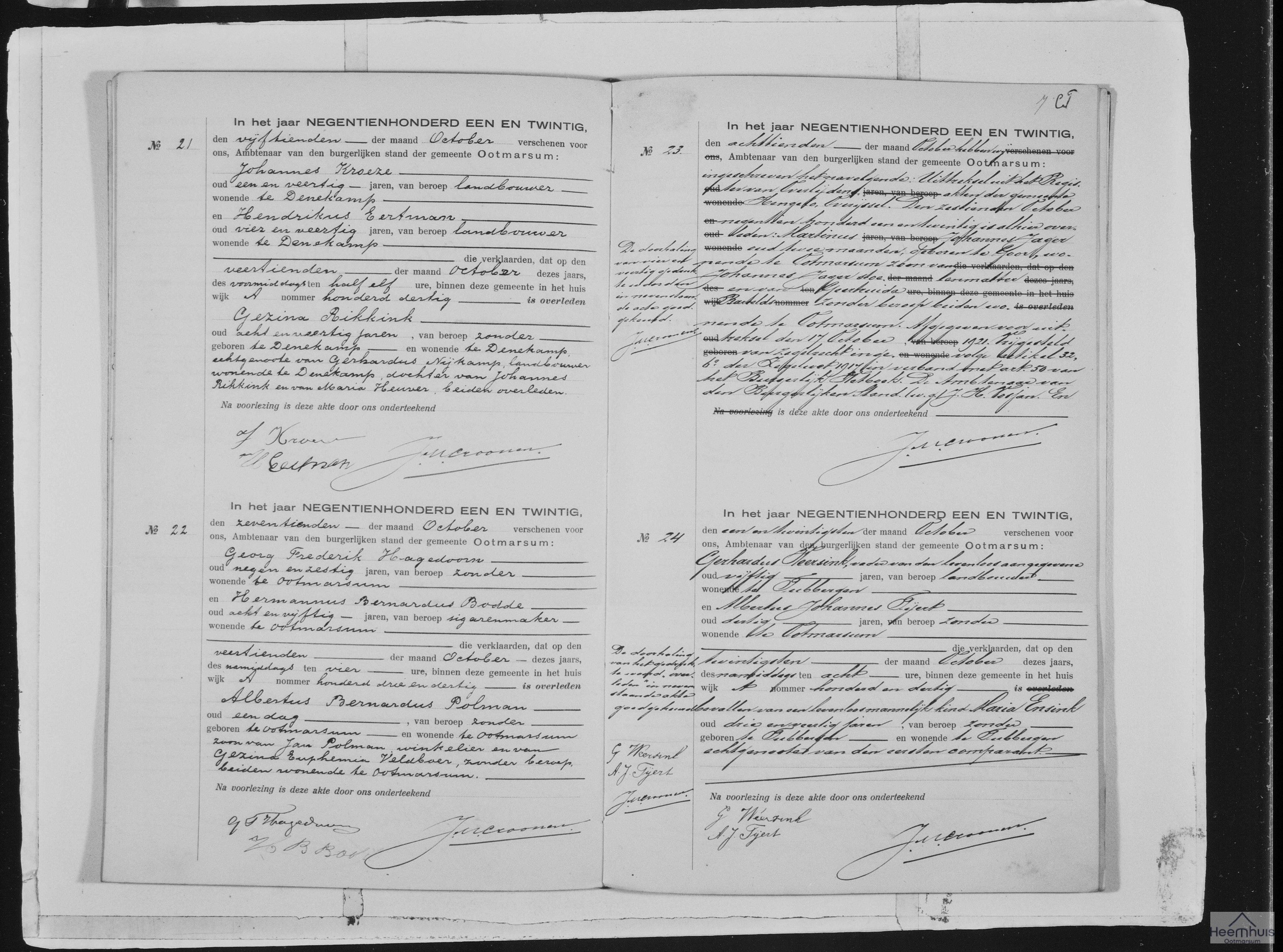 Overlijdensakte van Gezina Rikkink Overlijdensakte van Gezina Rikkink