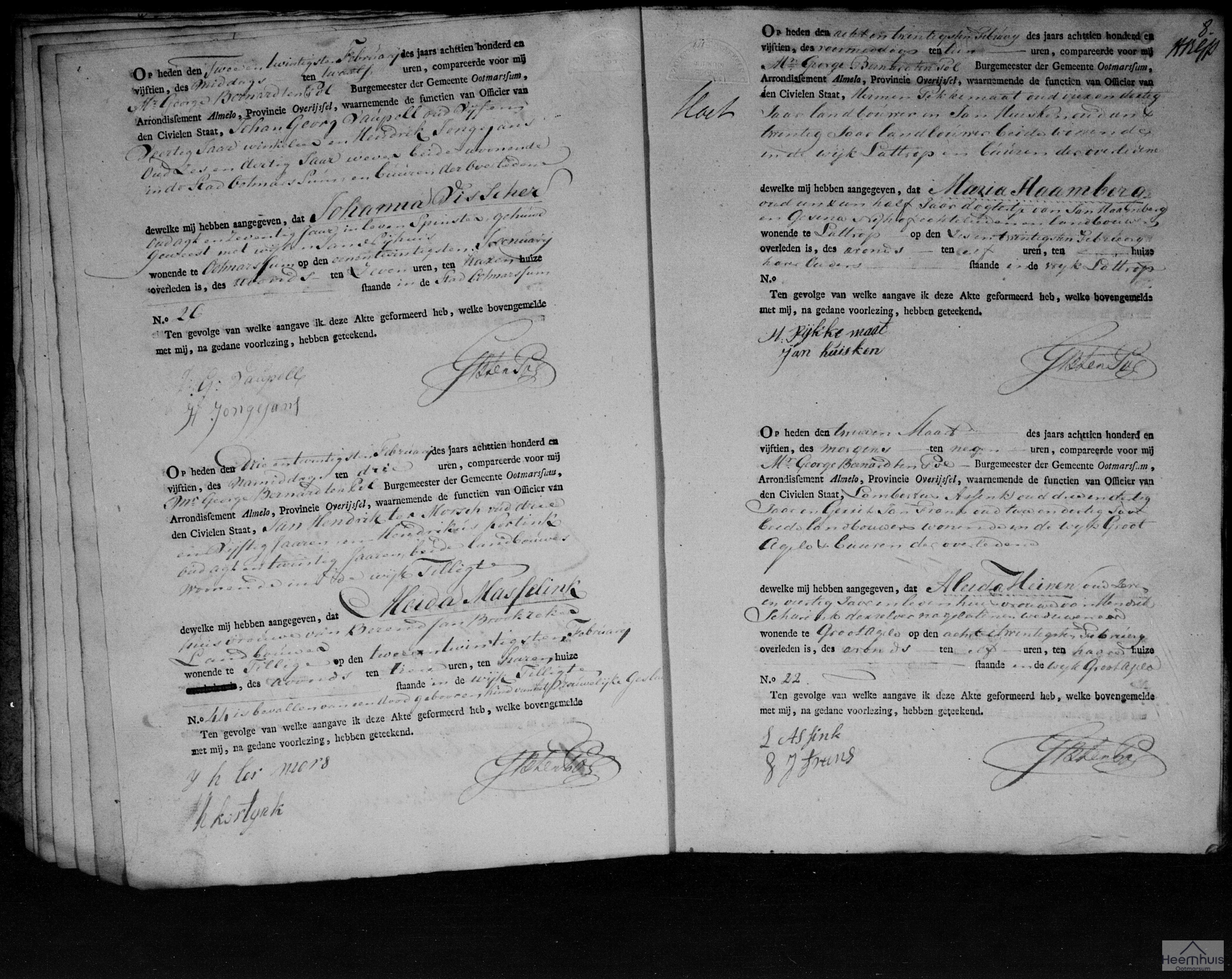 Overlijdensakte van Maria Haamberg