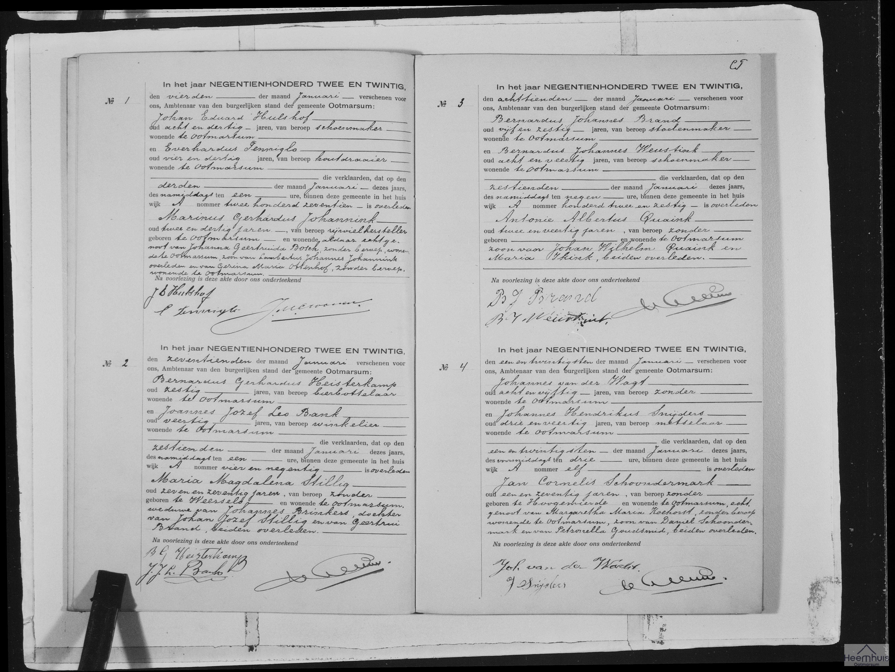 Overlijdensakte van Jan Cornelis Schoondermark Overlijdensakte van Jan Cornelis Schoondermark