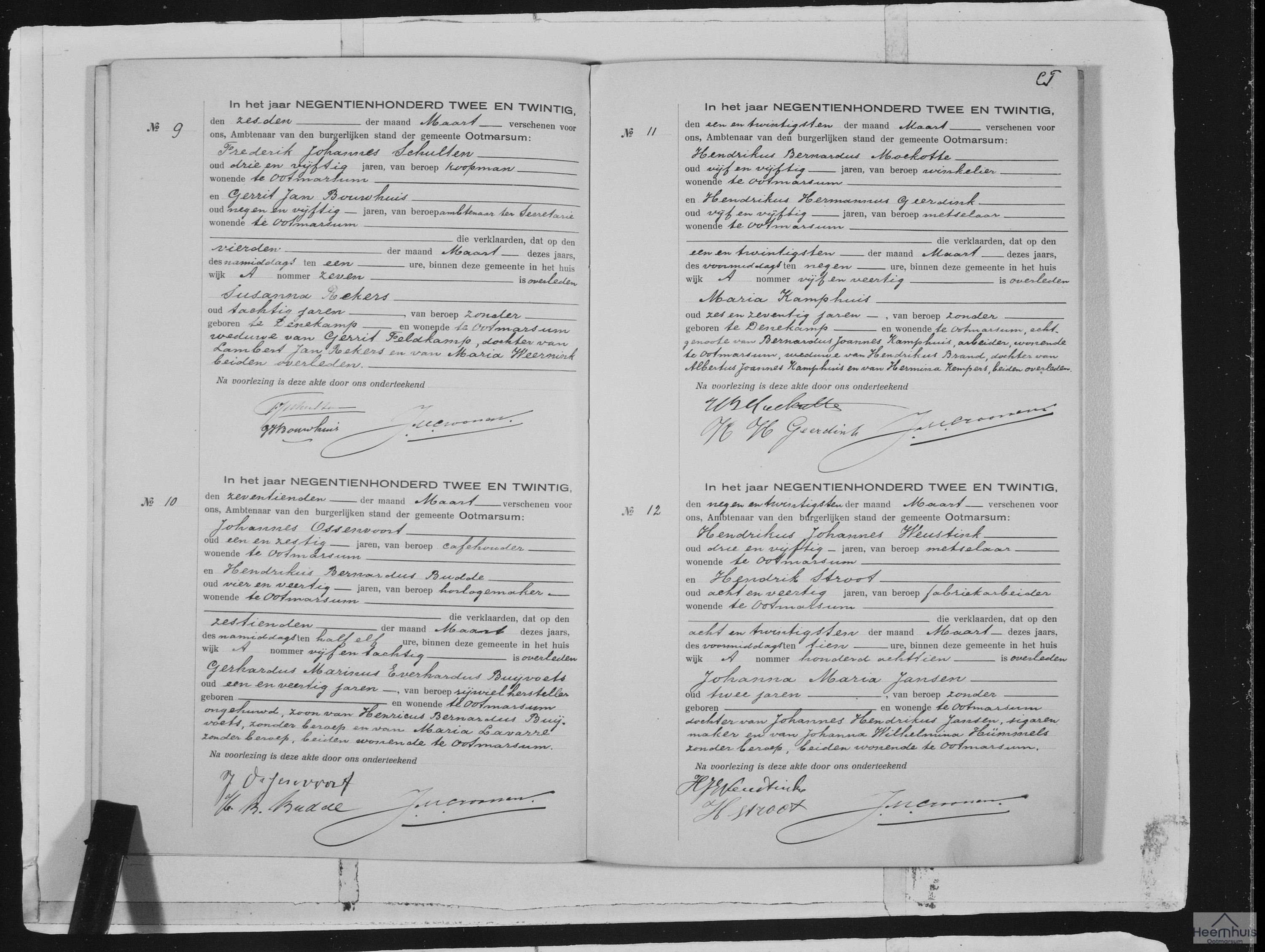 Overlijdensakte van Gerhardus Marinus Everhardus Buijvoets