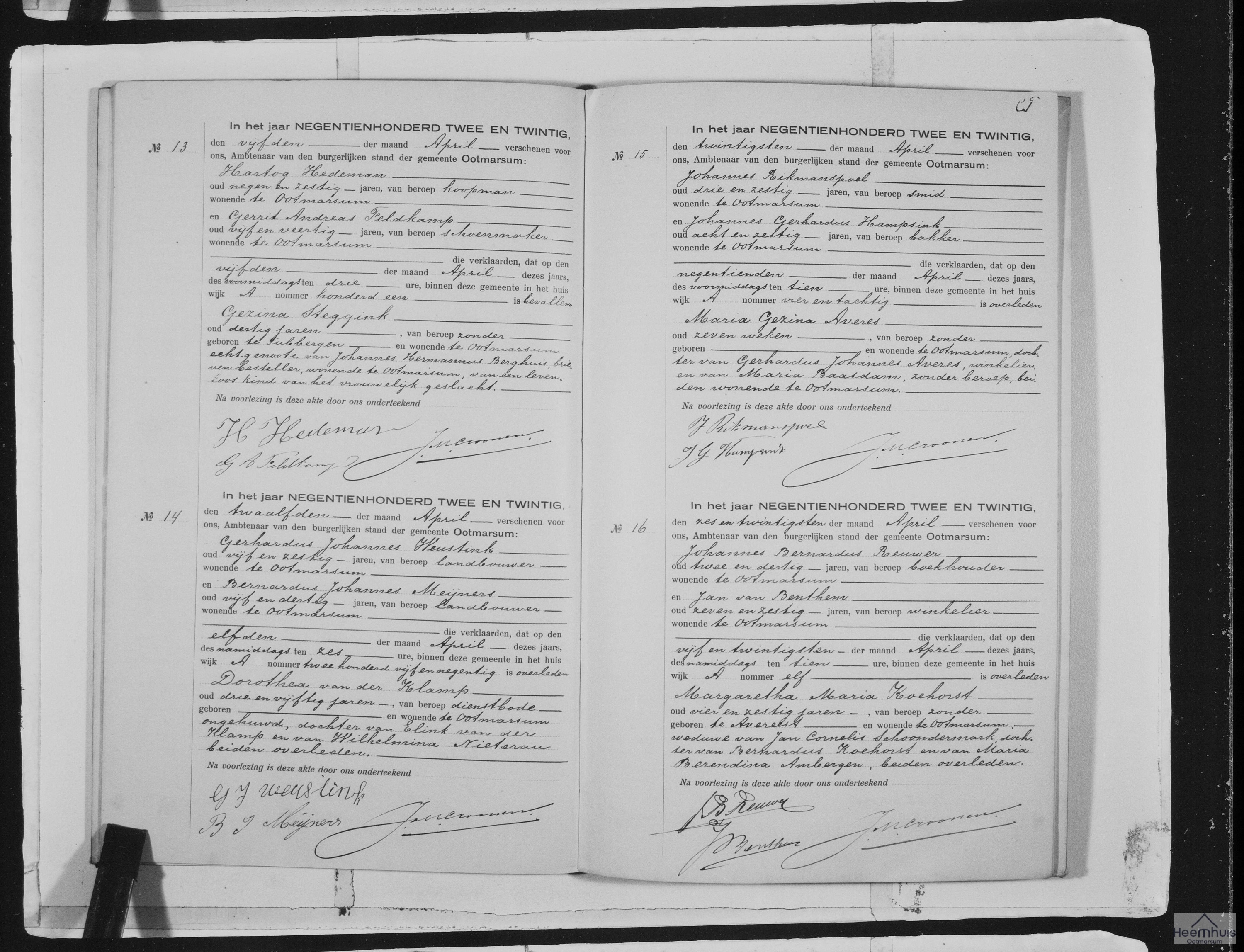 Overlijdensakte van Maria Gezina Averes