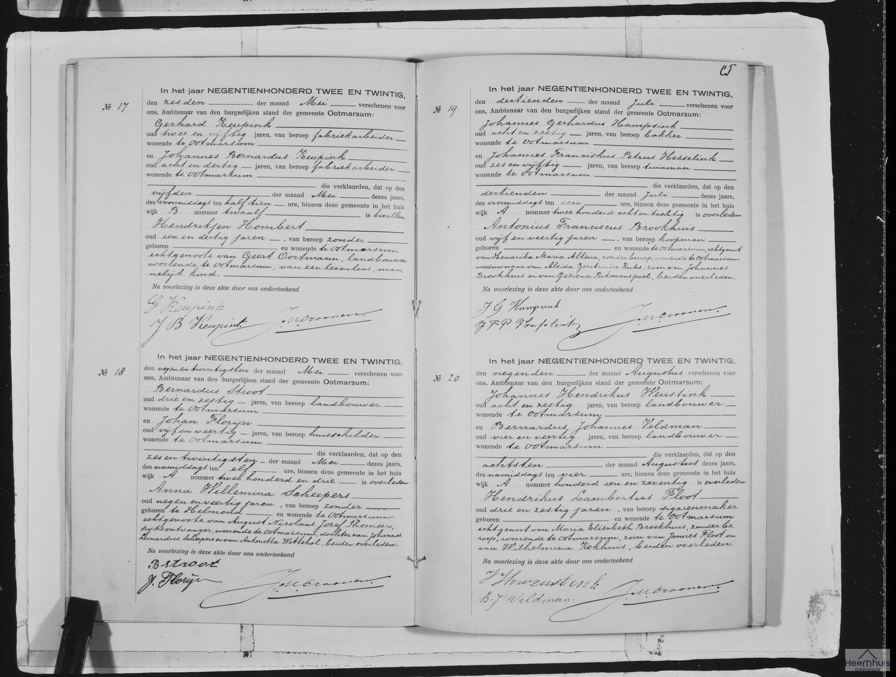 Overlijdensakte van Hendrikus Lambertus Floot Overlijdensakte van Hendrikus Lambertus Floot