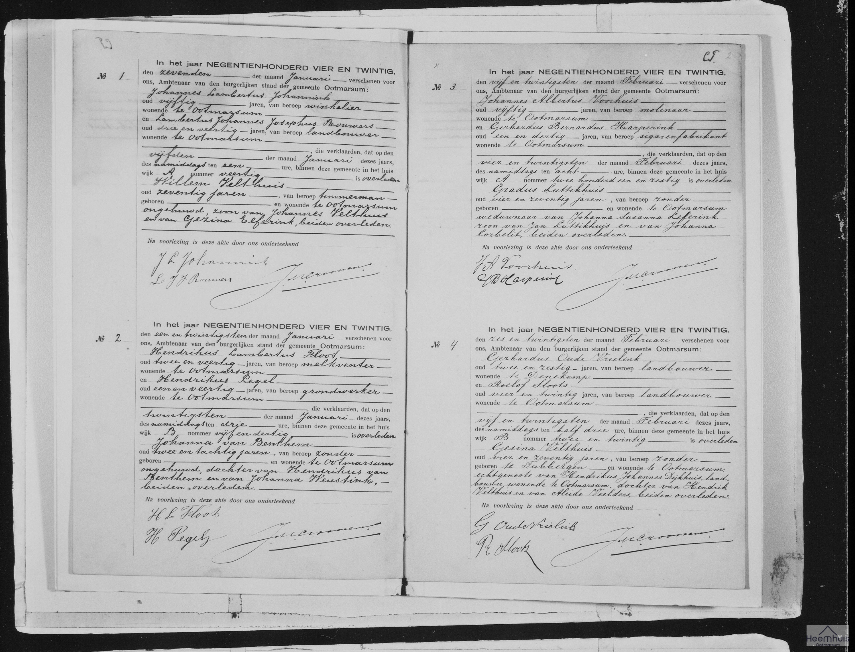 Overlijdensakte van Willem Velthuis