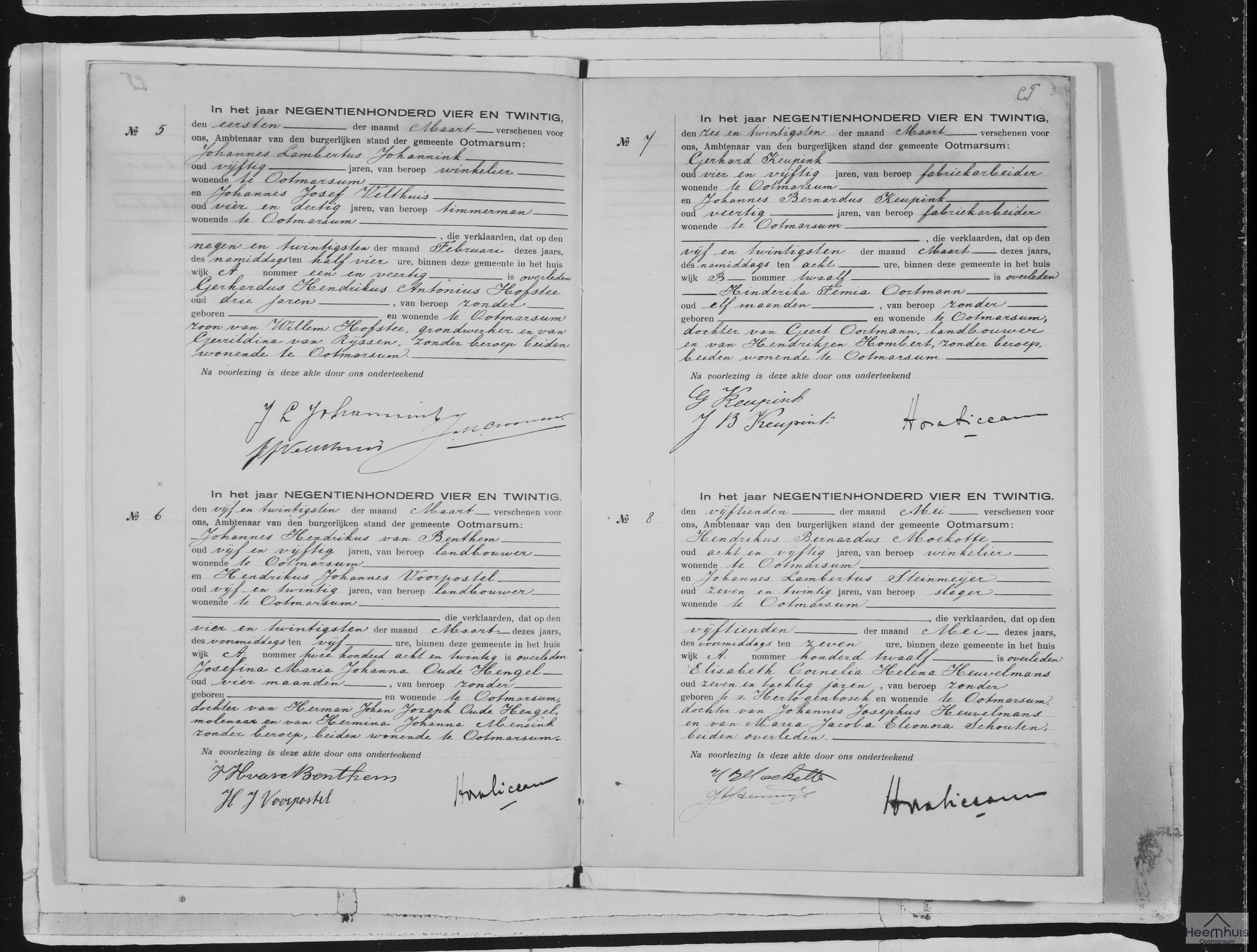 Overlijdensakte van Gerhardus Hendrikus Antonius Hofstee Overlijdensakte van Gerhardus Hendrikus Antonius Hofstee