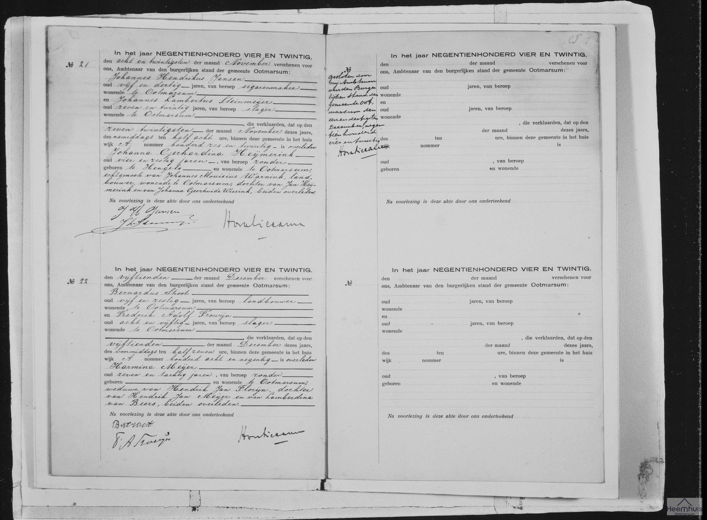 Overlijdensakte van Harmina Meijer Overlijdensakte van Harmina Meijer