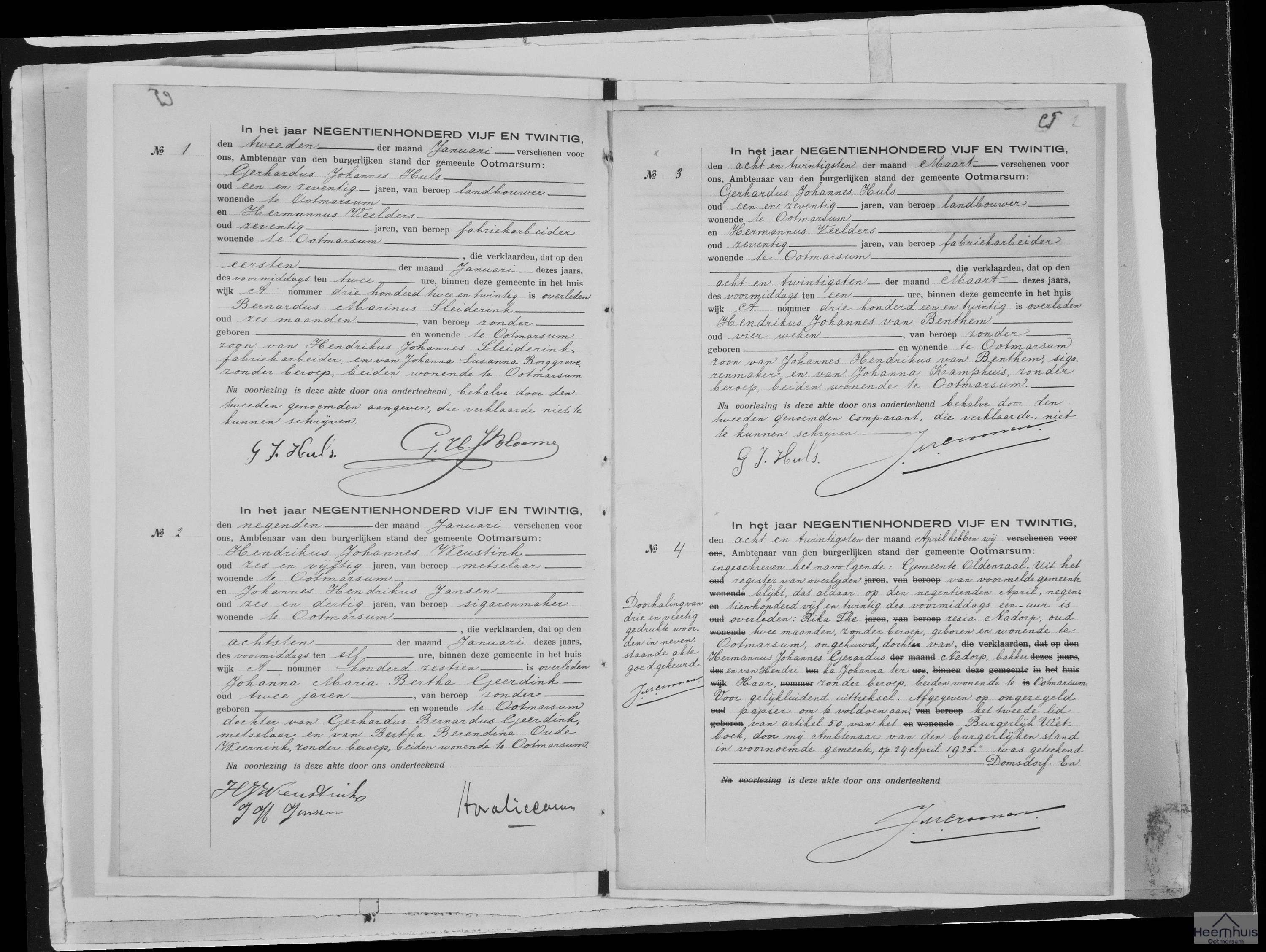 Overlijdensakte van Hendrikus Johannes van Benthem Overlijdensakte van Hendrikus Johannes van Benthem