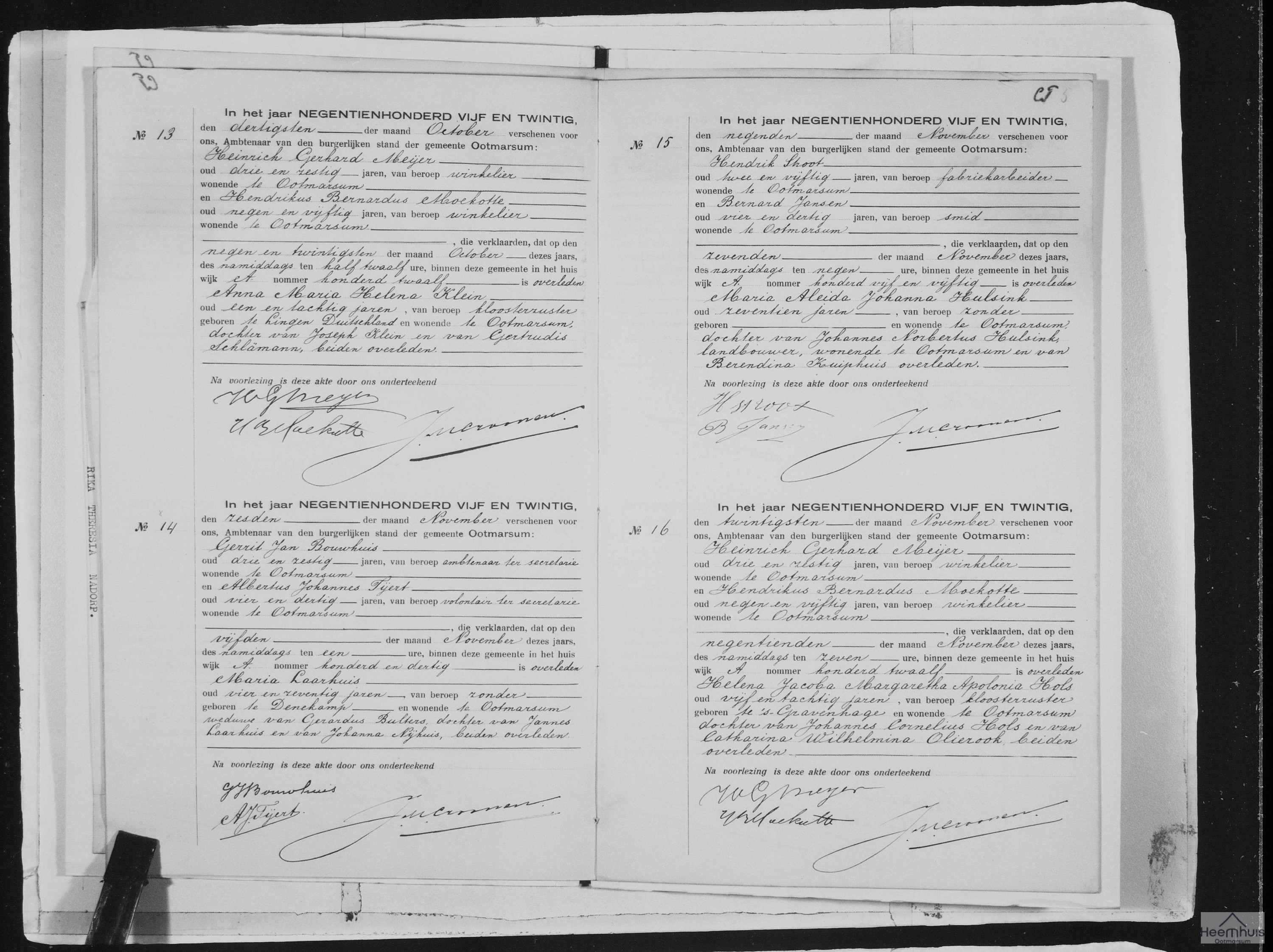 Overlijdensakte van Helena Jacoba Margaretha Apolonia Hols