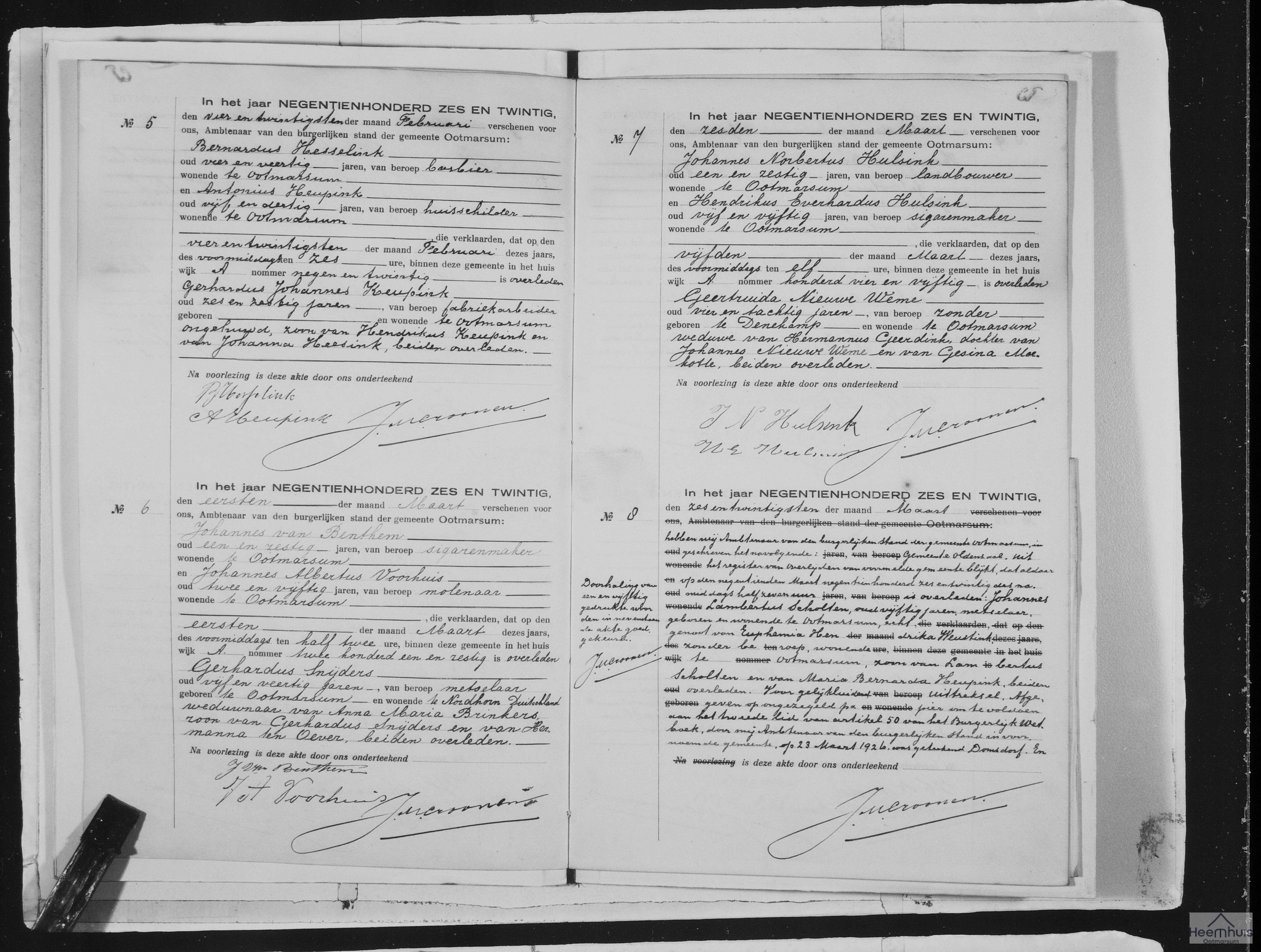 Overlijdensakte van Johannes Lambertus Scholten