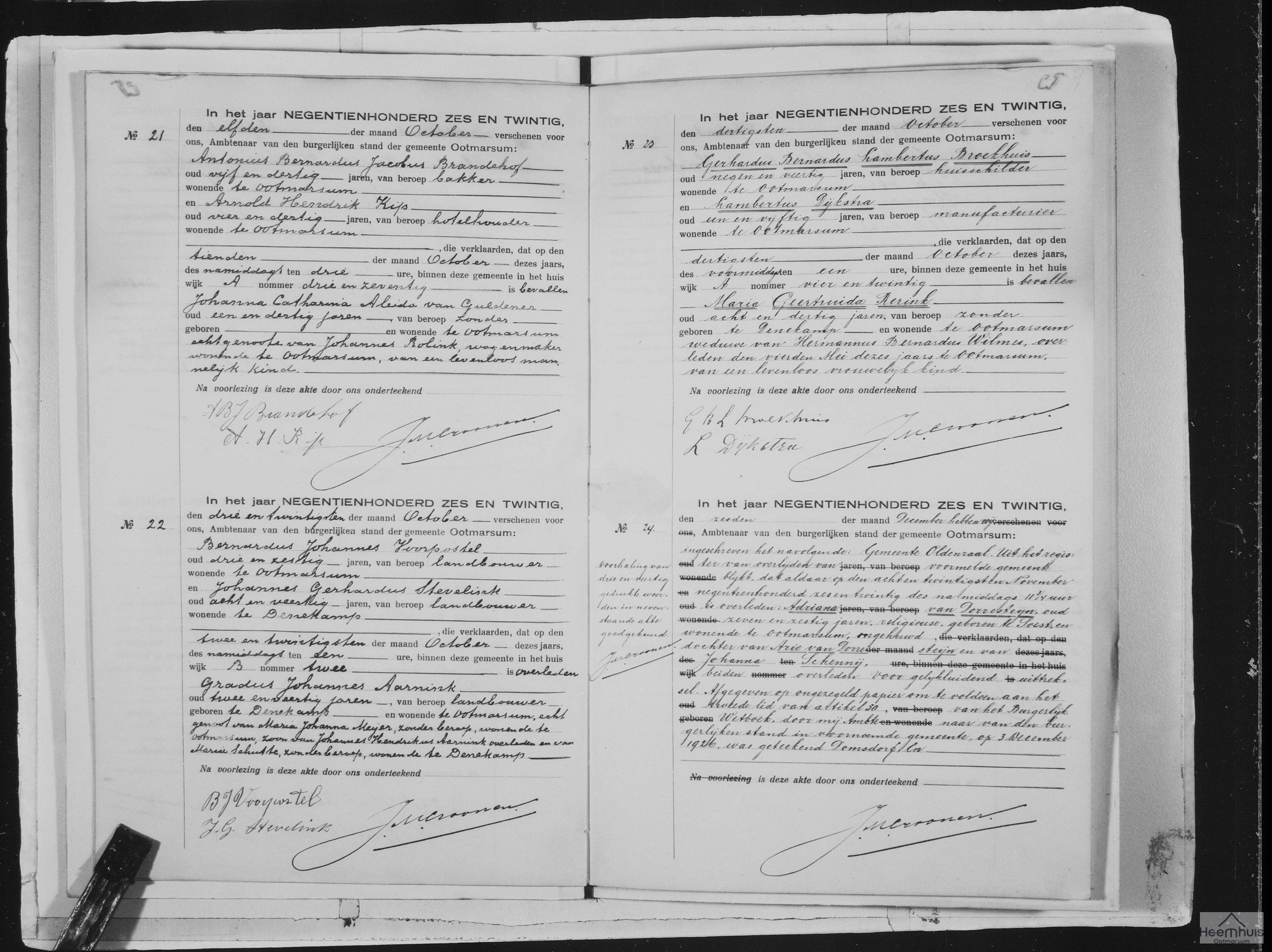 Overlijdensakte van levenloos geboren kind Rolink