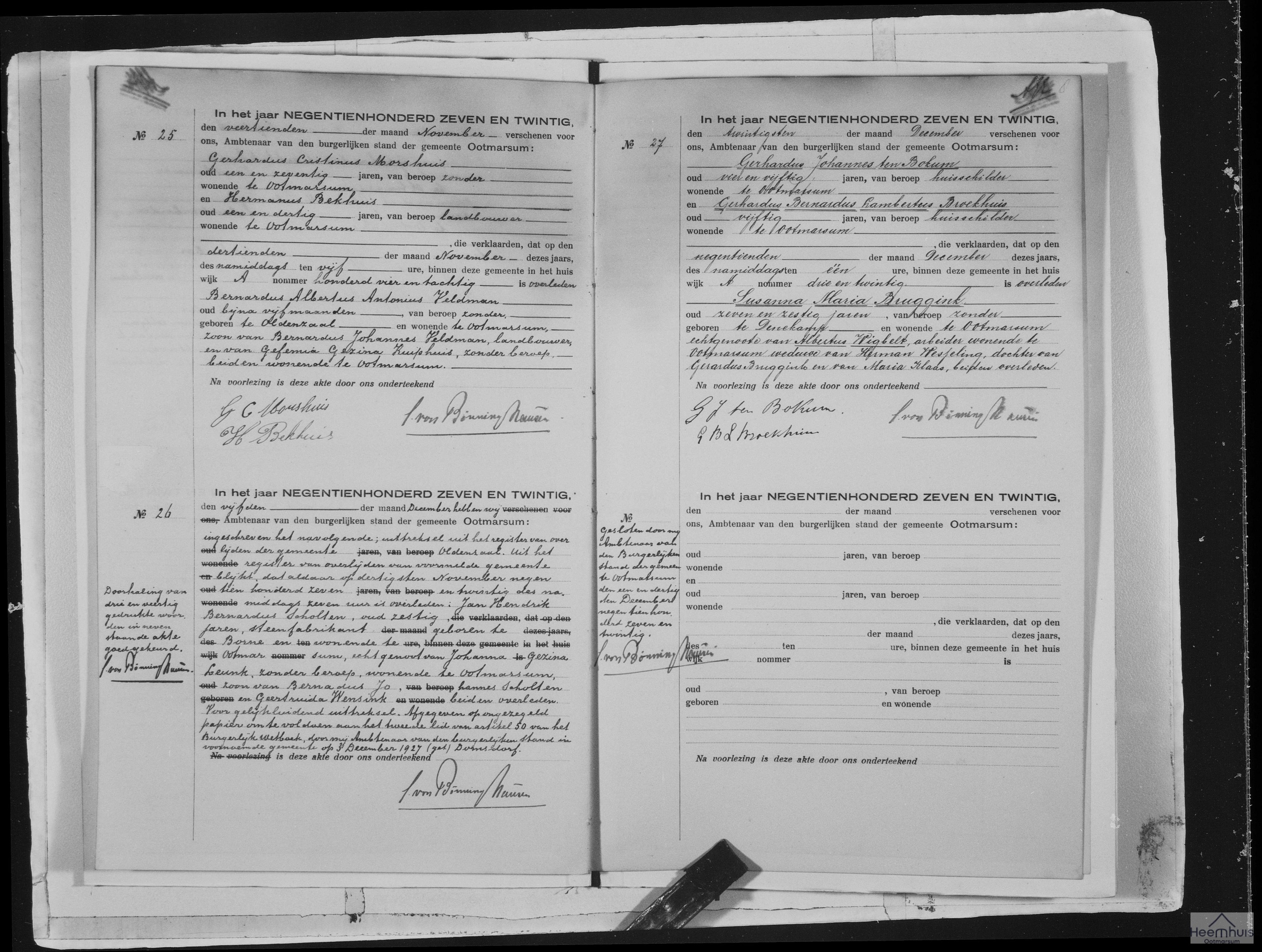 Overlijdensakte van Jan Hendrik Bernardus Scholten