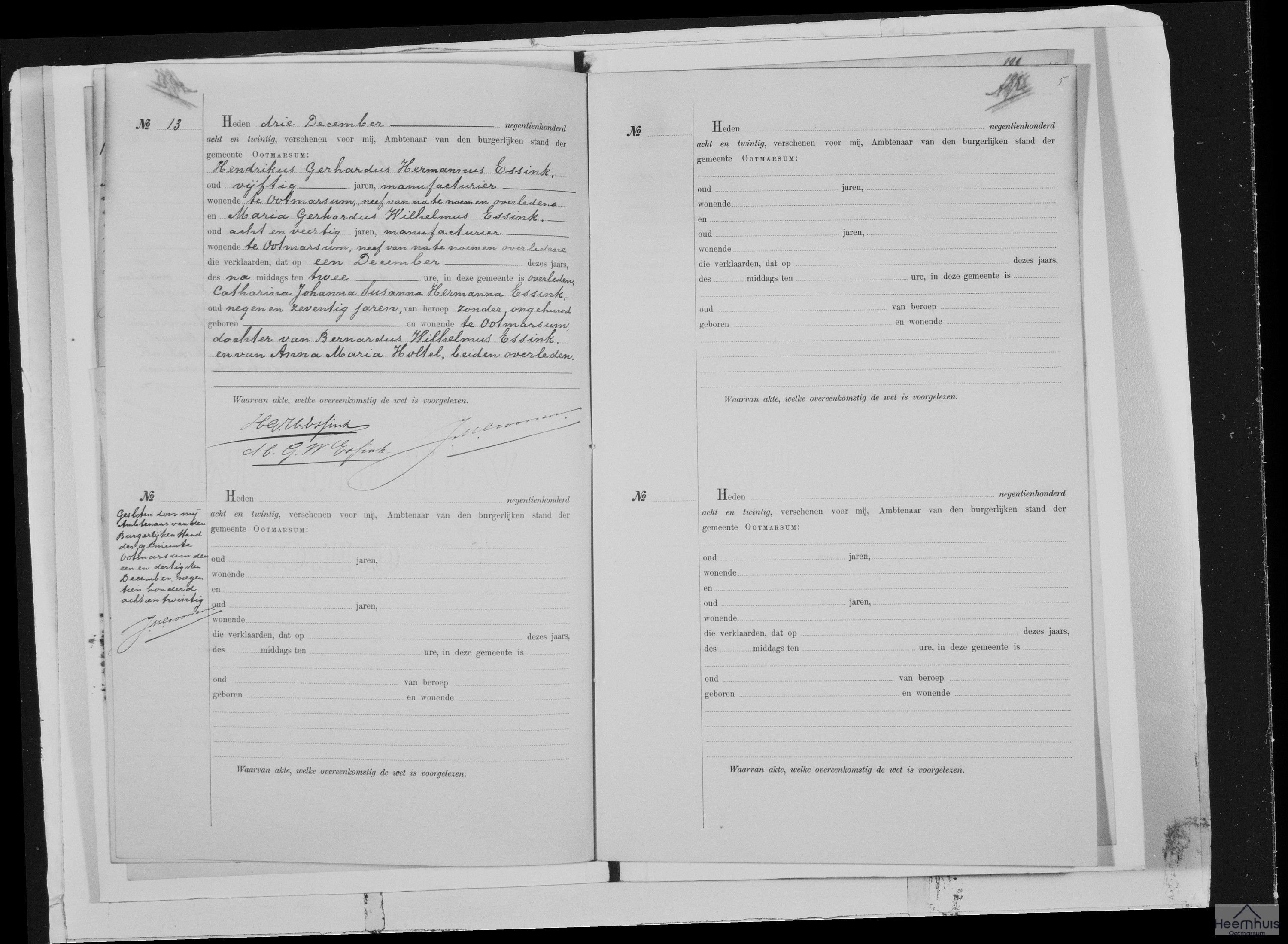 Overlijdensakte van Catharina Johanna Susanna Hermanna Essink Overlijdensakte van Catharina Johanna Susanna Hermanna Essink