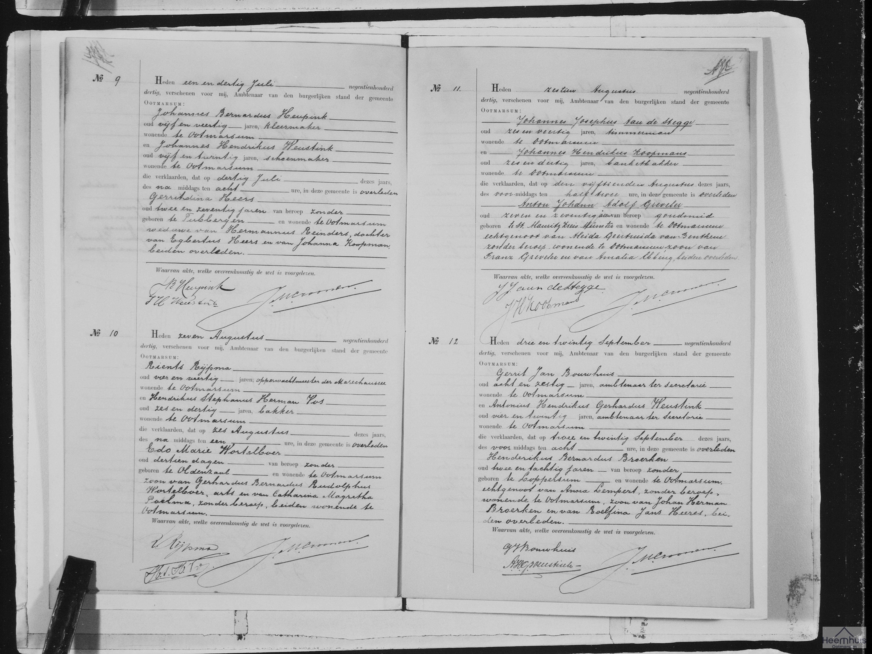 Overlijdensakte van Gerritdina Heers