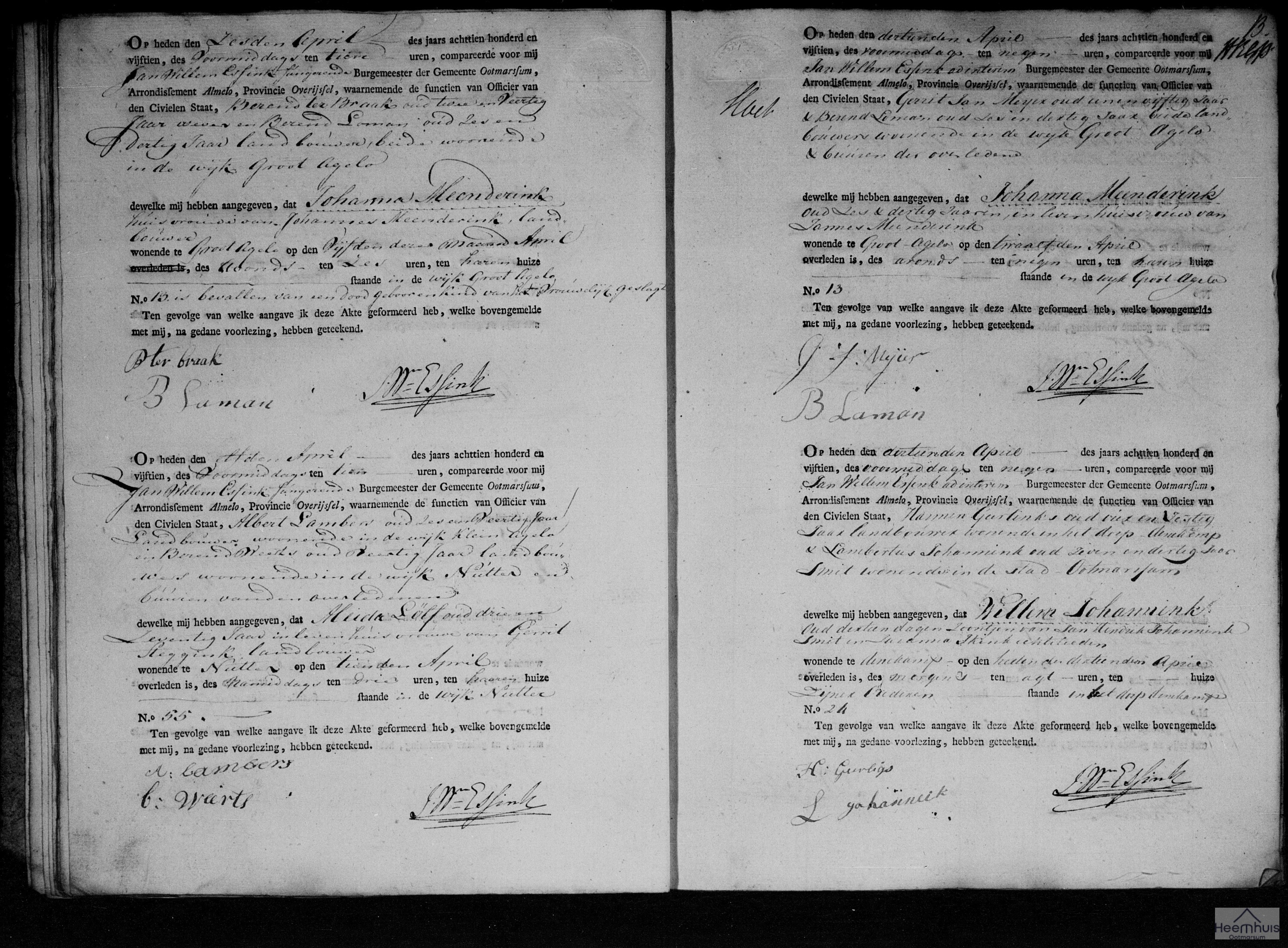 Overlijdensakte van Aleida Lölf