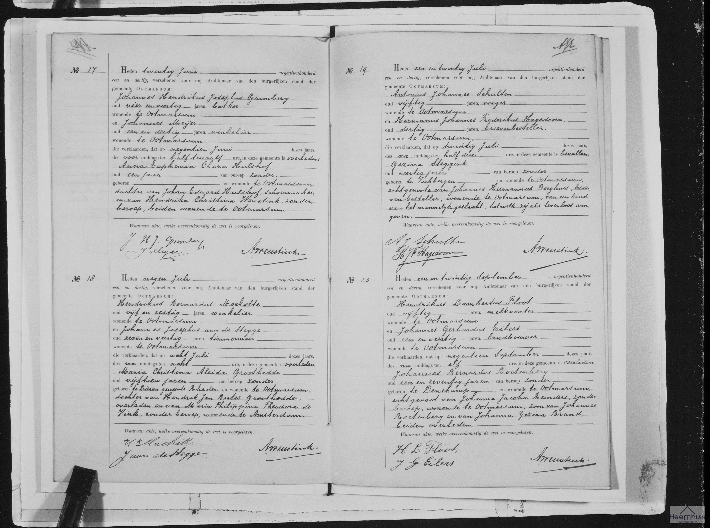 Overlijdensakte van Maria Christina Aleida Groothedde