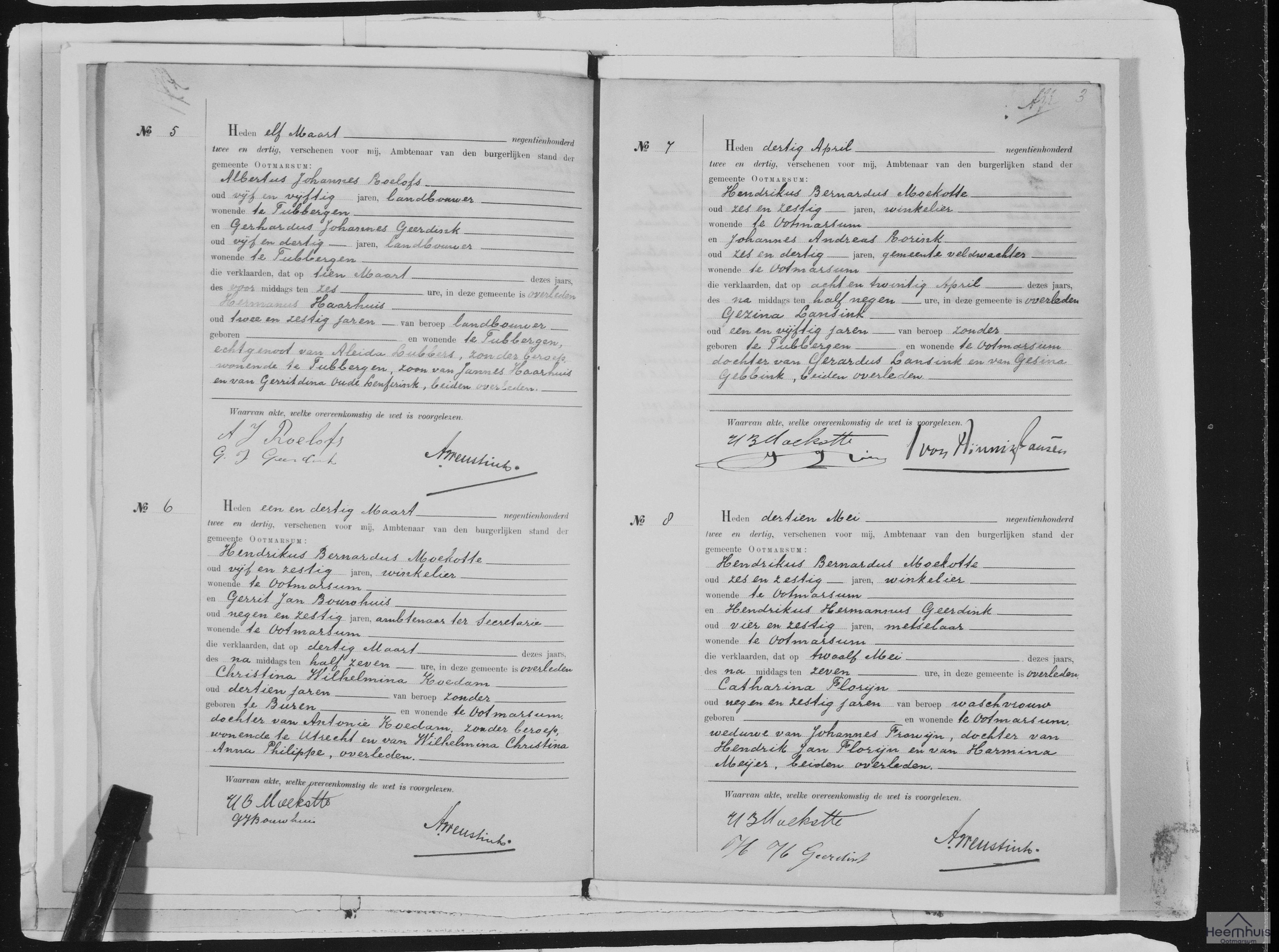 Overlijdensakte van Christina Wilhelmina Koedam