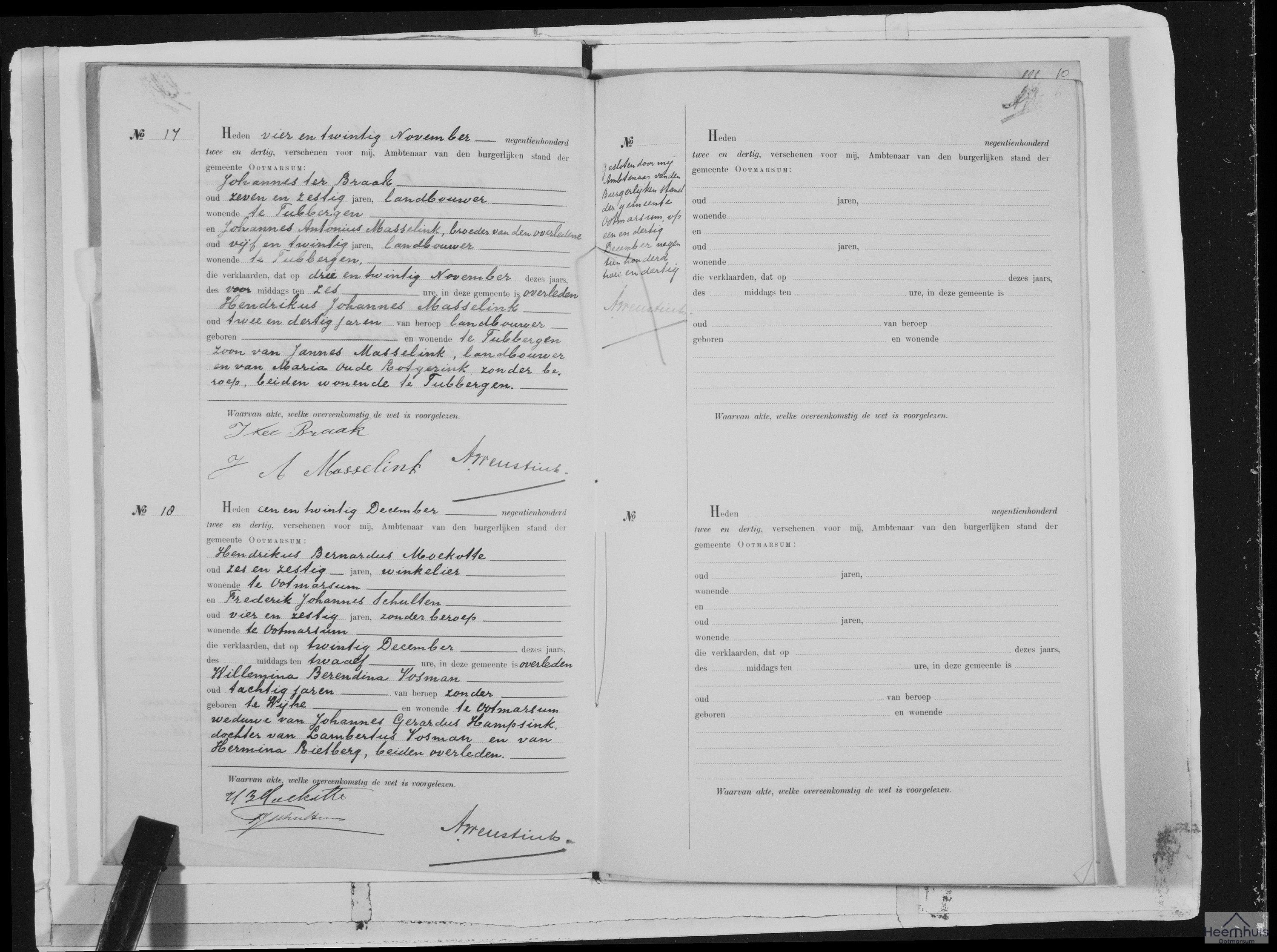 Overlijdensakte van Willemina Berendina Vosman