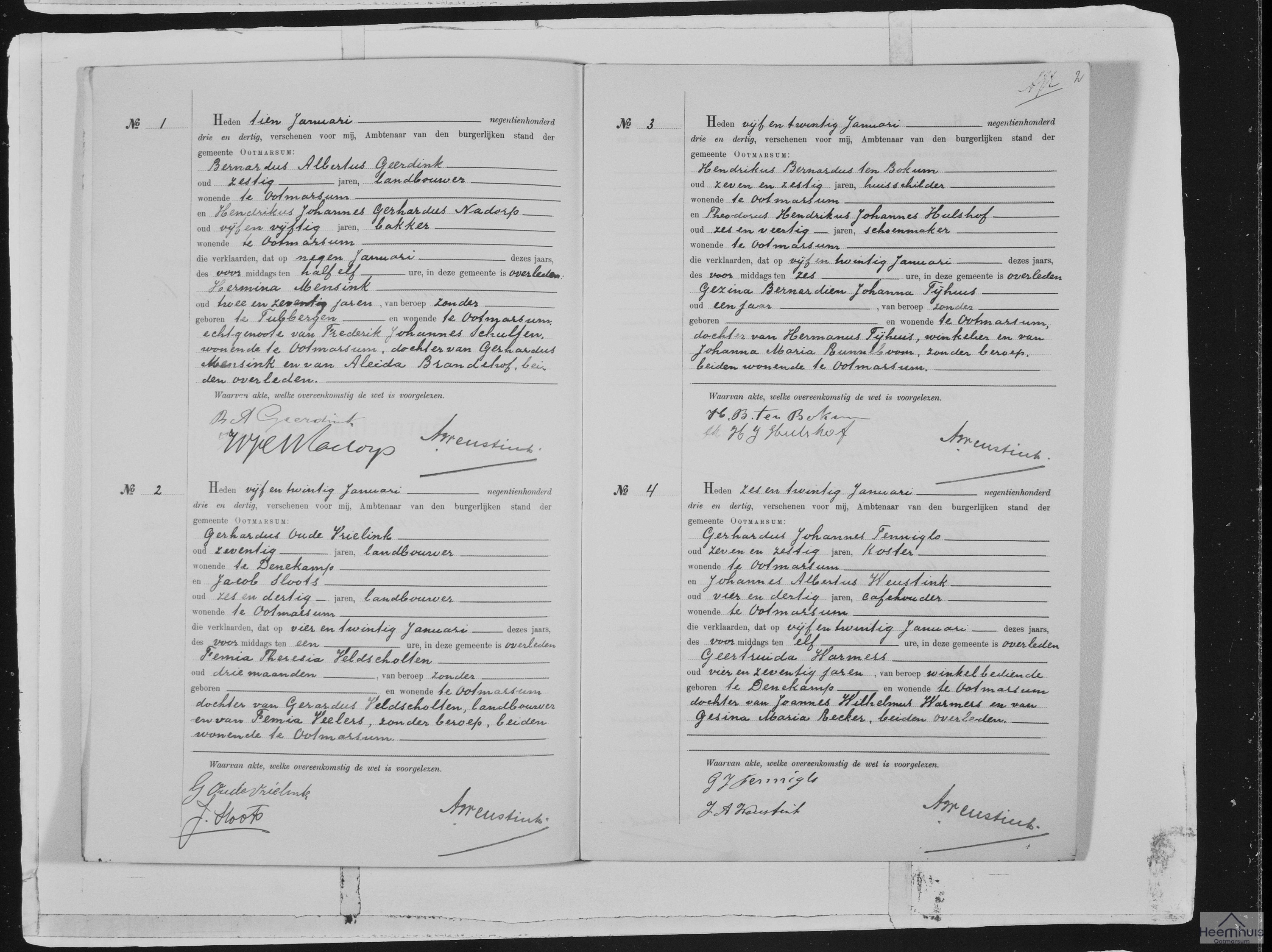 Overlijdensakte van Hermina Mensink Overlijdensakte van Hermina Mensink