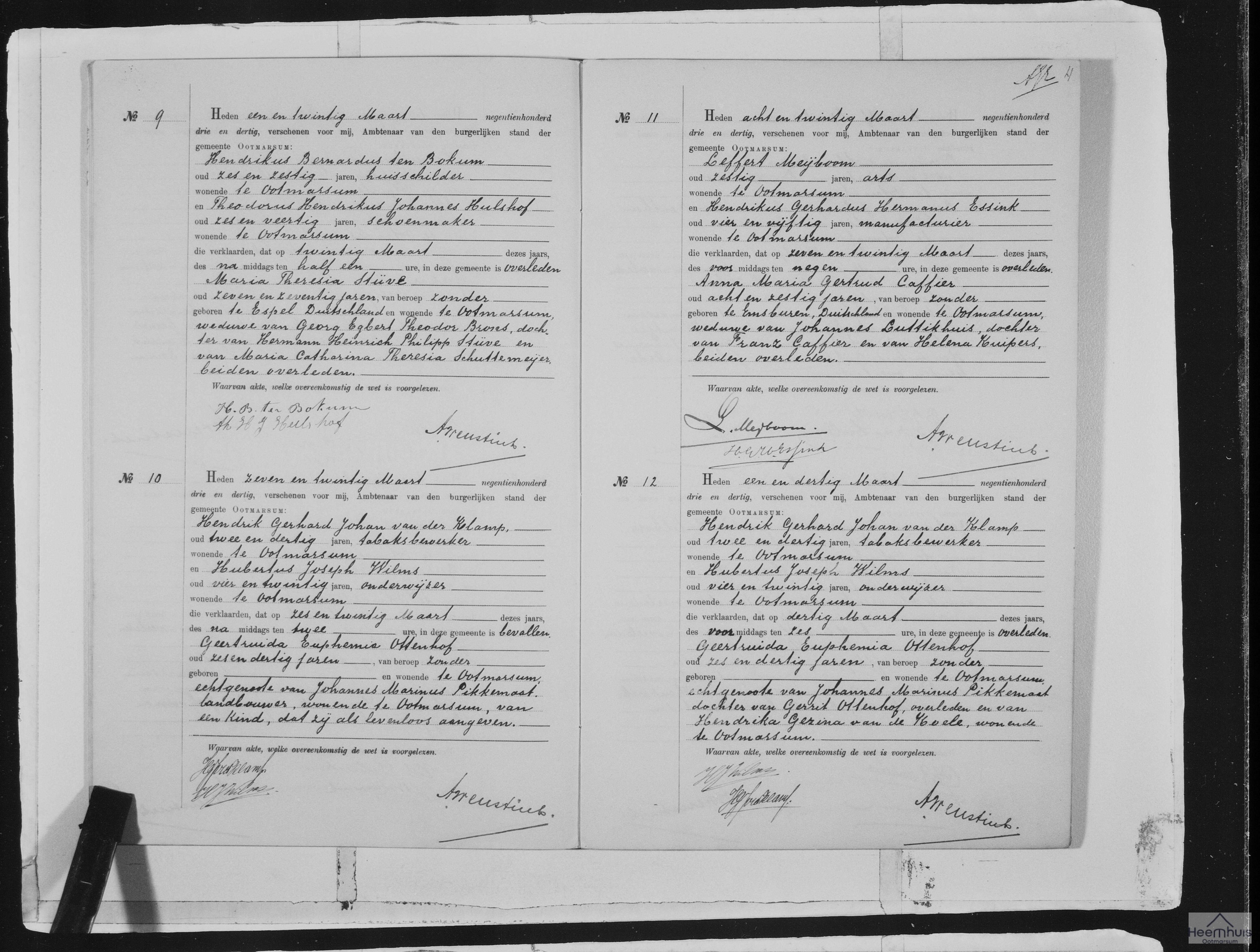 Overlijdensakte van Anna Maria Gertrud Caffier