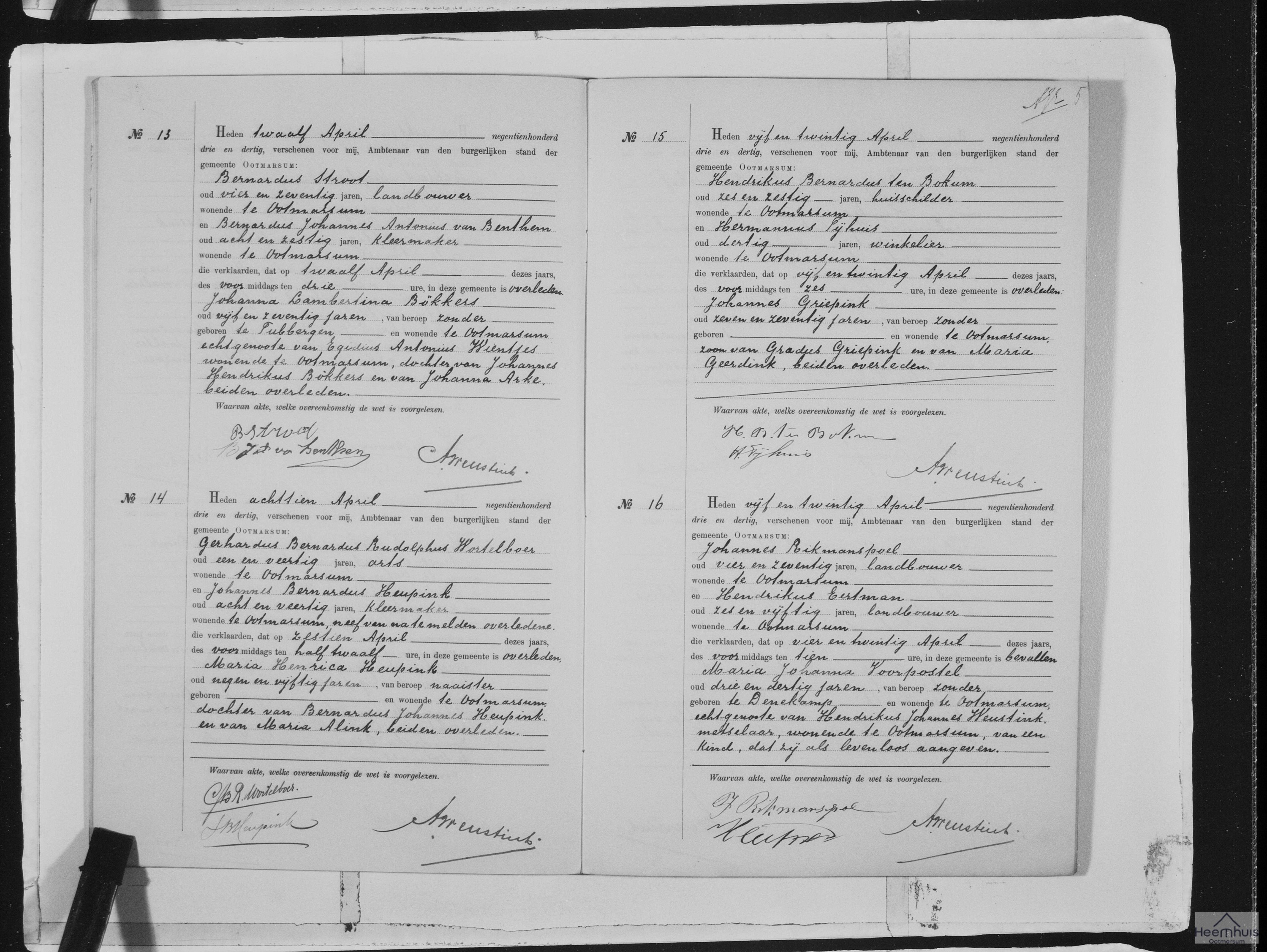 Overlijdensakte van levenloos geboren kind Weustink Overlijdensakte van levenloos geboren kind Weustink