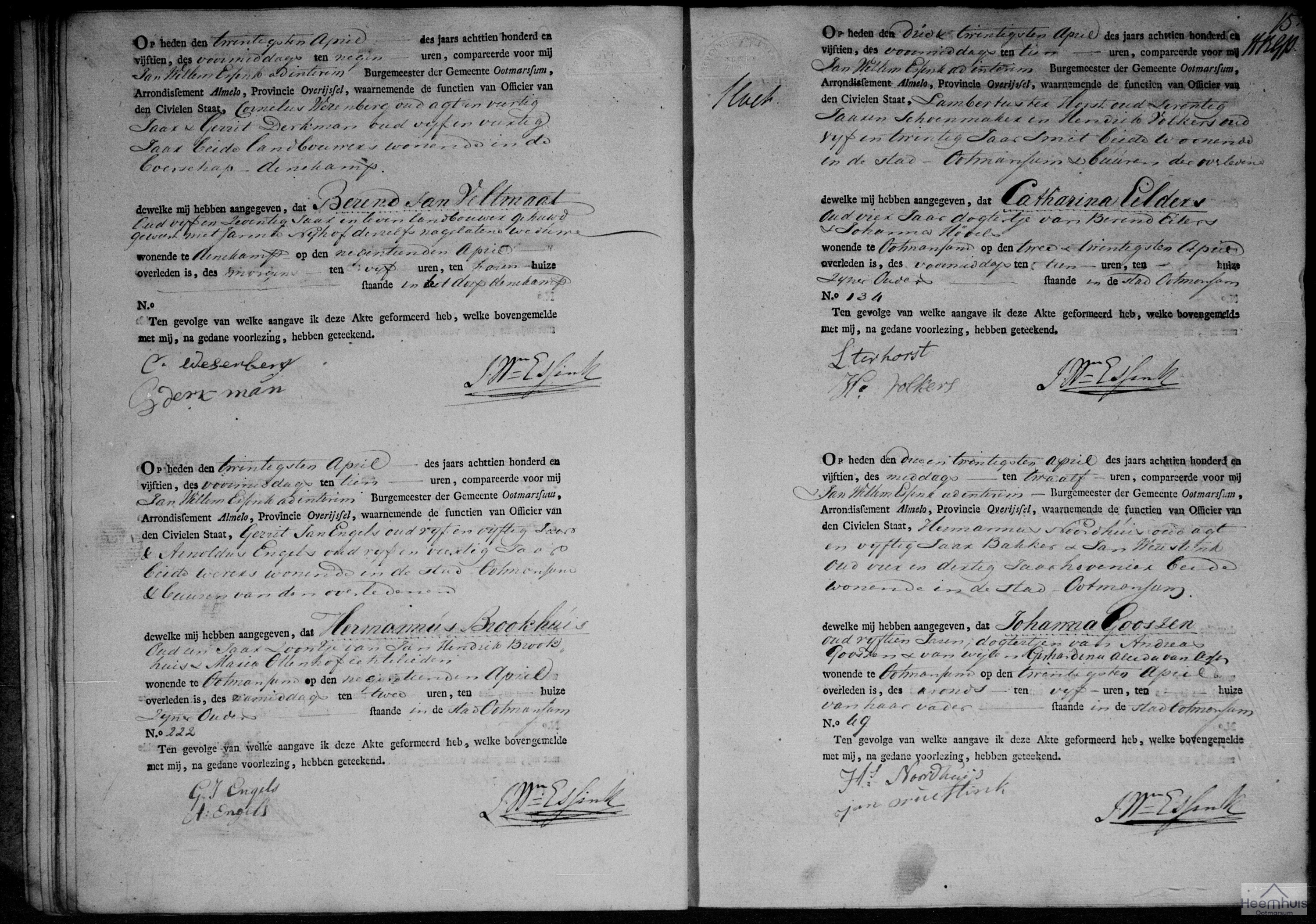 Overlijdensakte van Johanna Gooszen