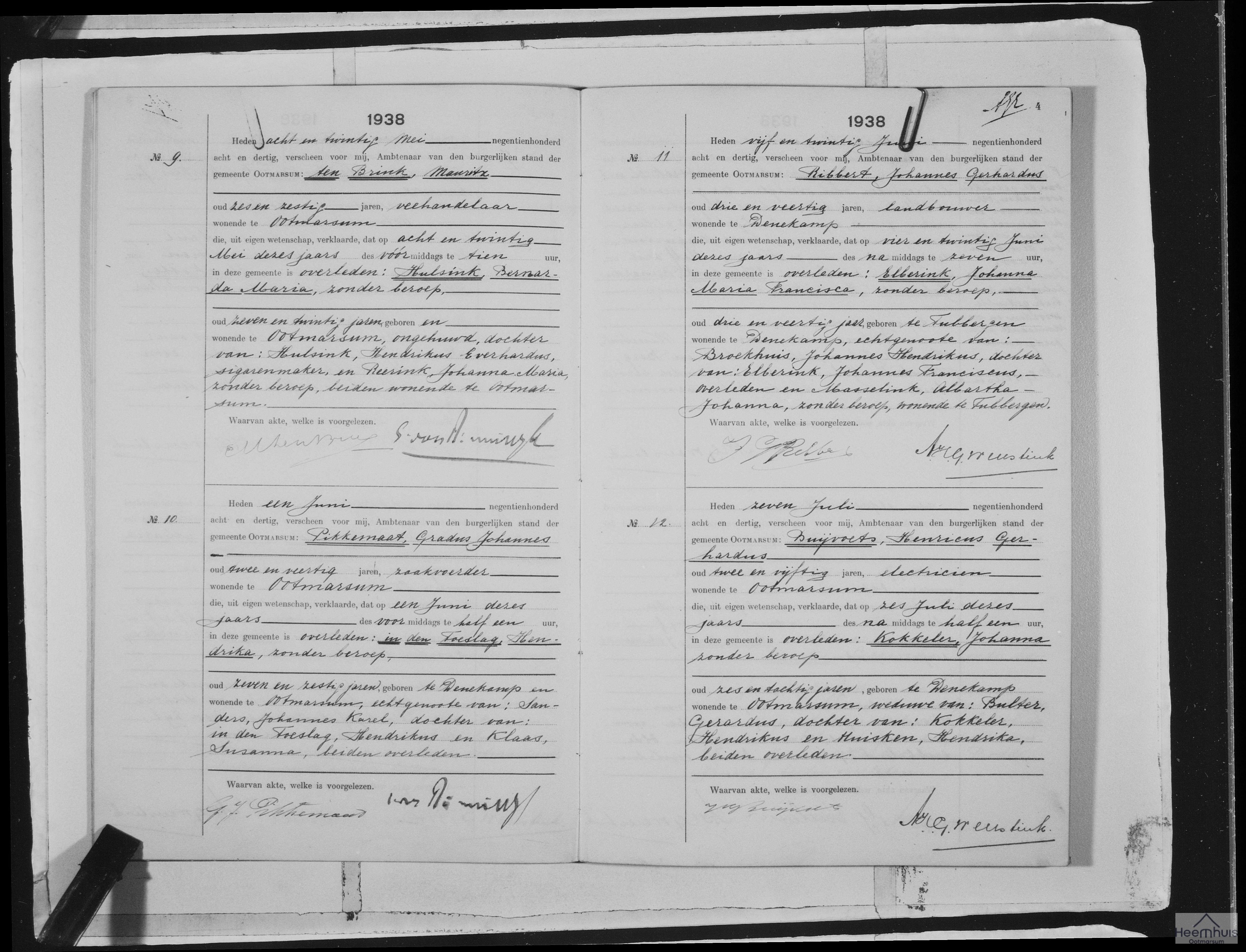 Overlijdensakte van Johanna Kokkeler