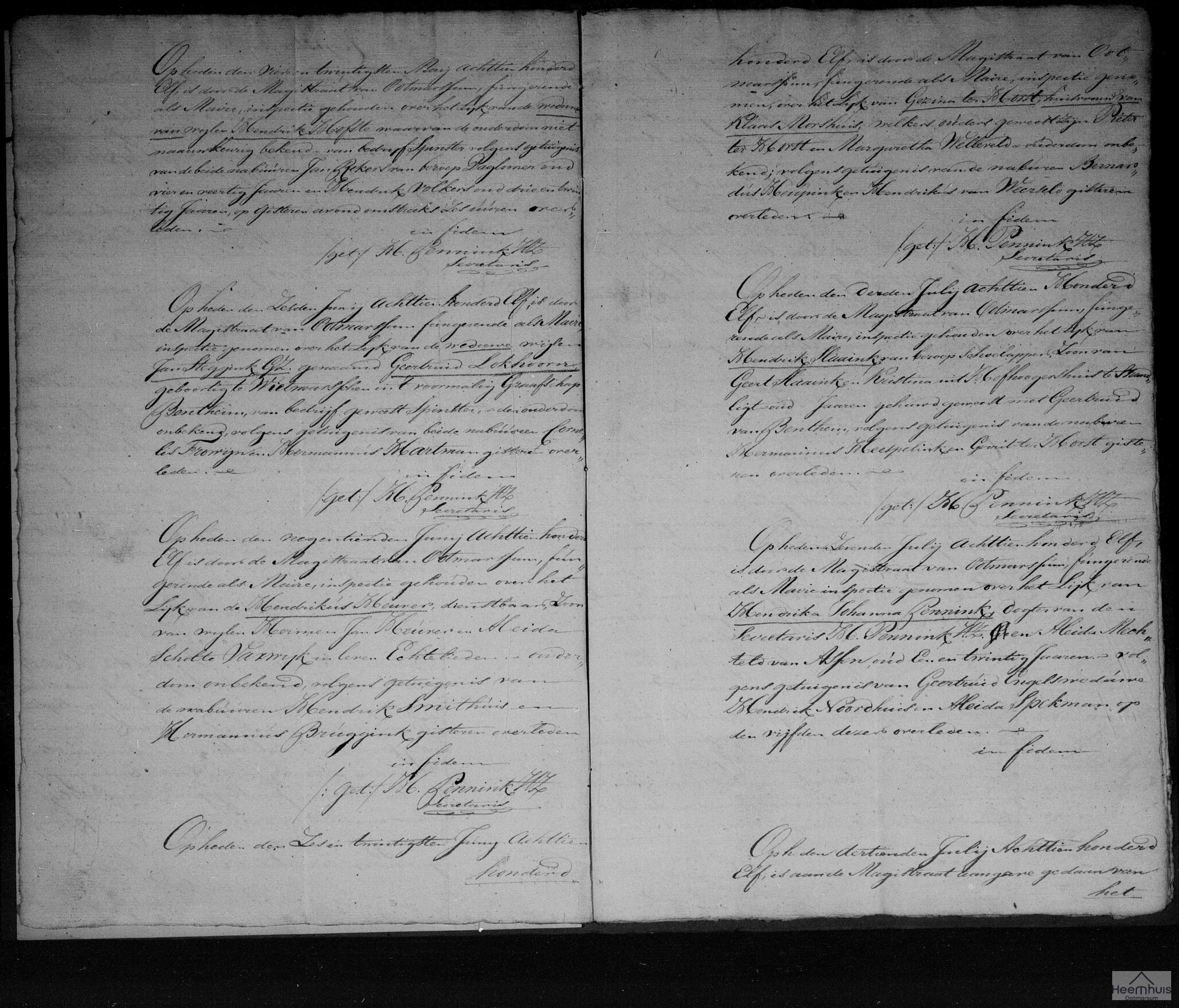 Overlijdensakte van Jurrien ten Oever