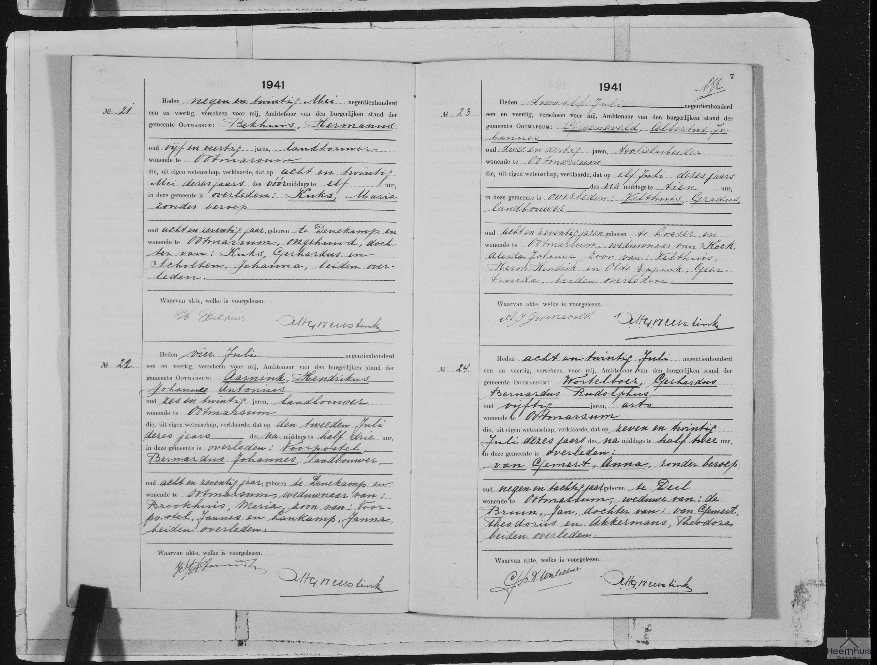 Overlijdensakte van Bernardus Johannes Voorpostel Overlijdensakte van Bernardus Johannes Voorpostel