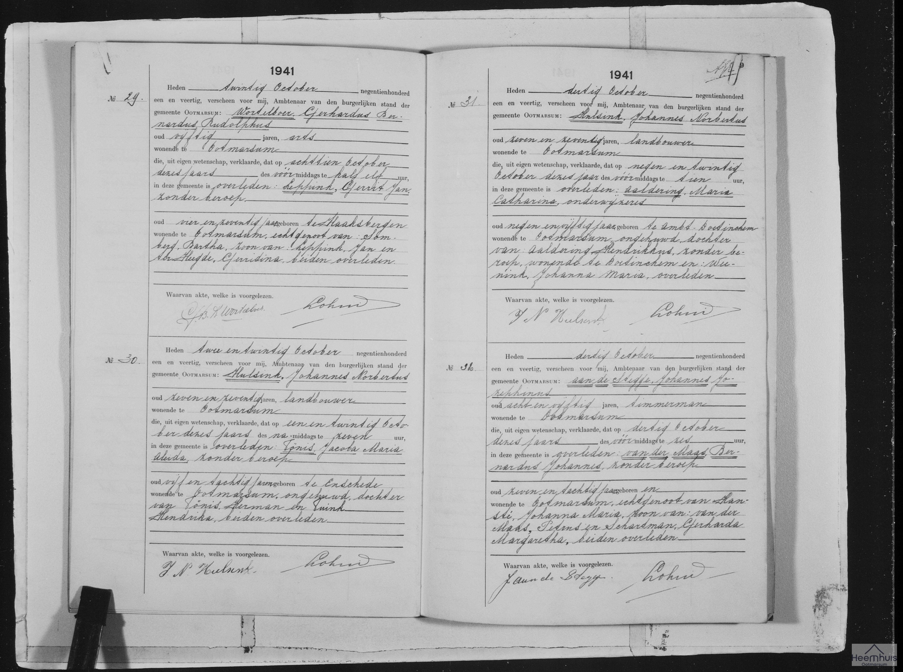 Overlijdensakte van Bernardus Johannes van der Maas Overlijdensakte van Bernardus Johannes van der Maas