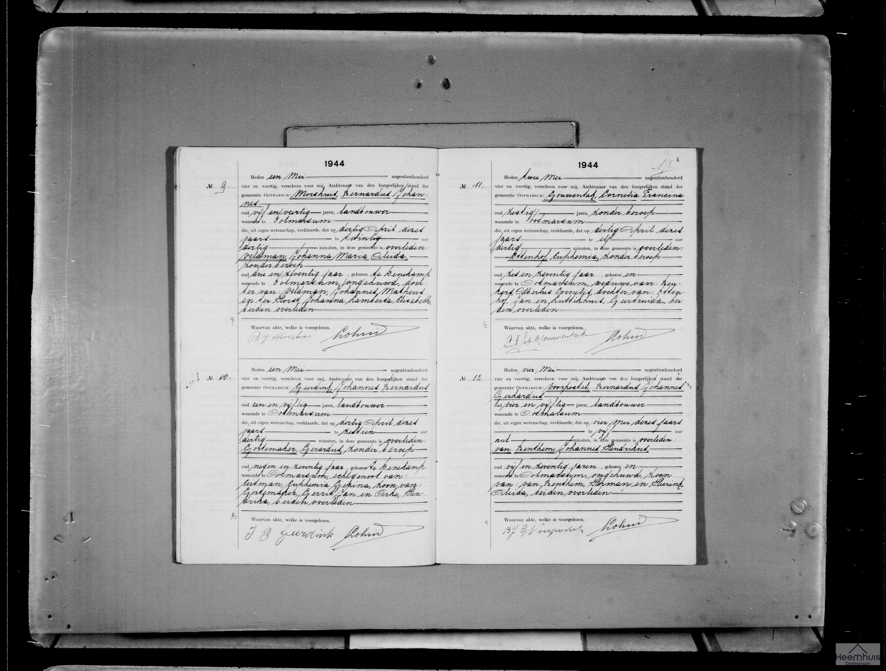 Overlijdensakte van Euphemia Ottenhof