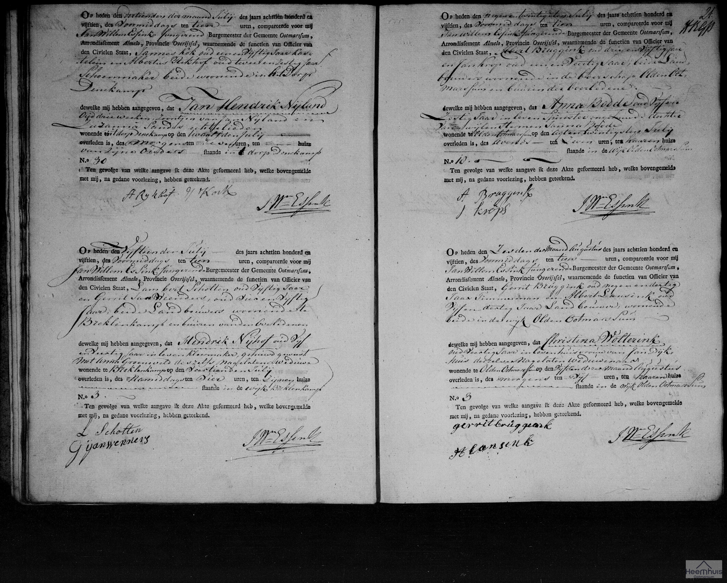 Overlijdensakte van Christina Wolterink