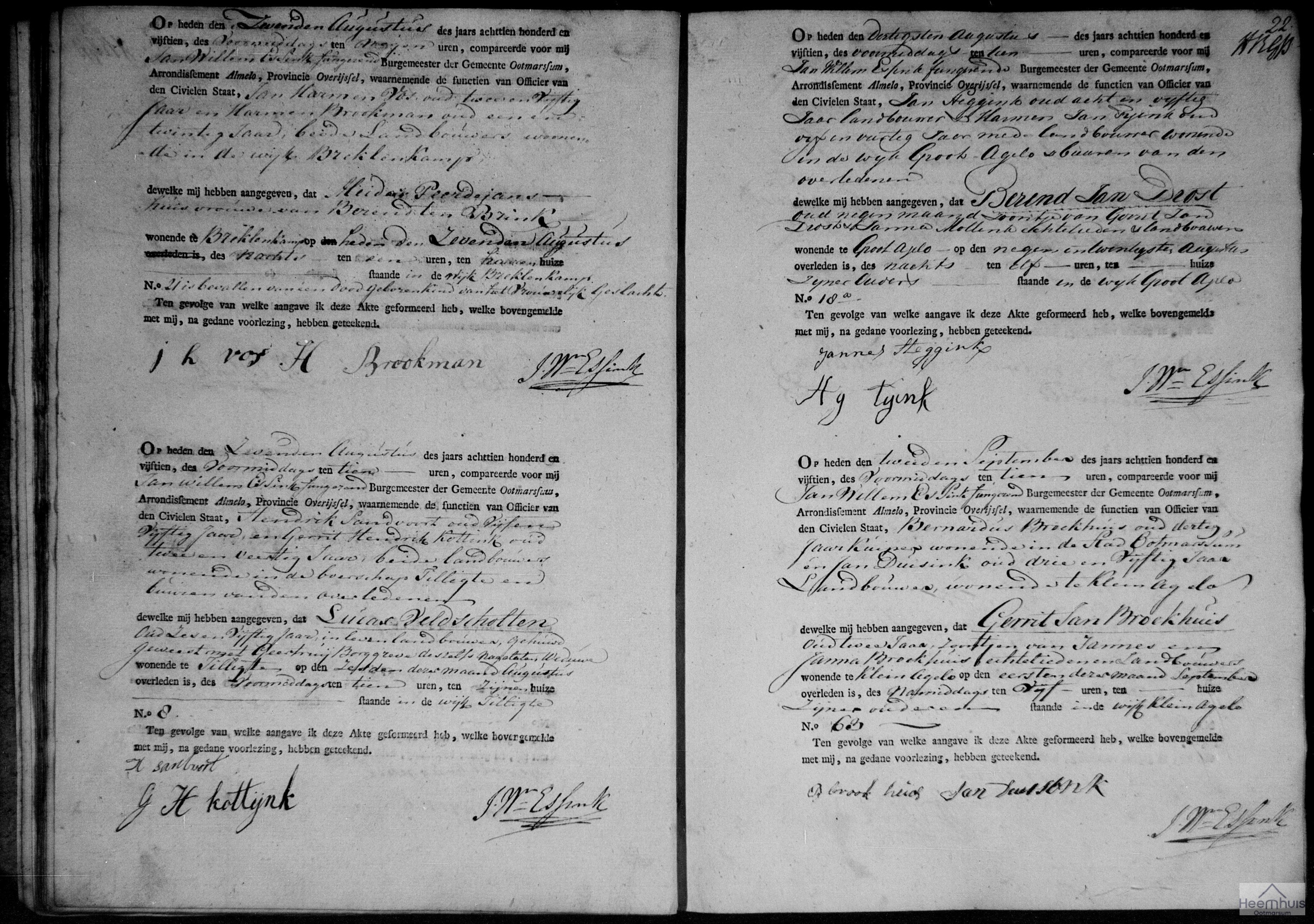 Overlijdensakte van Lucas Veldscholten