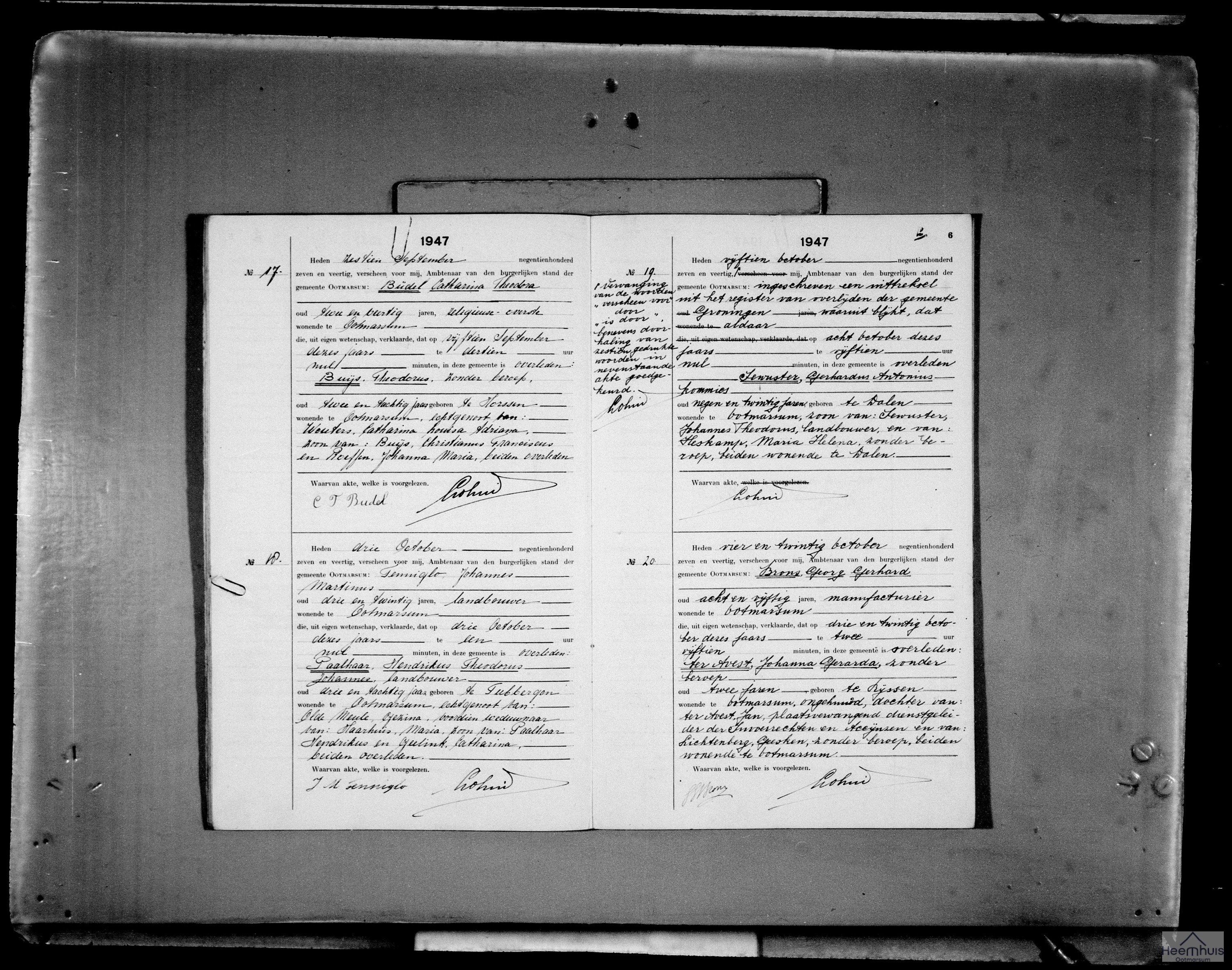 Overlijdensakte van Johanna Gerarda ter Avest Overlijdensakte van Johanna Gerarda ter Avest