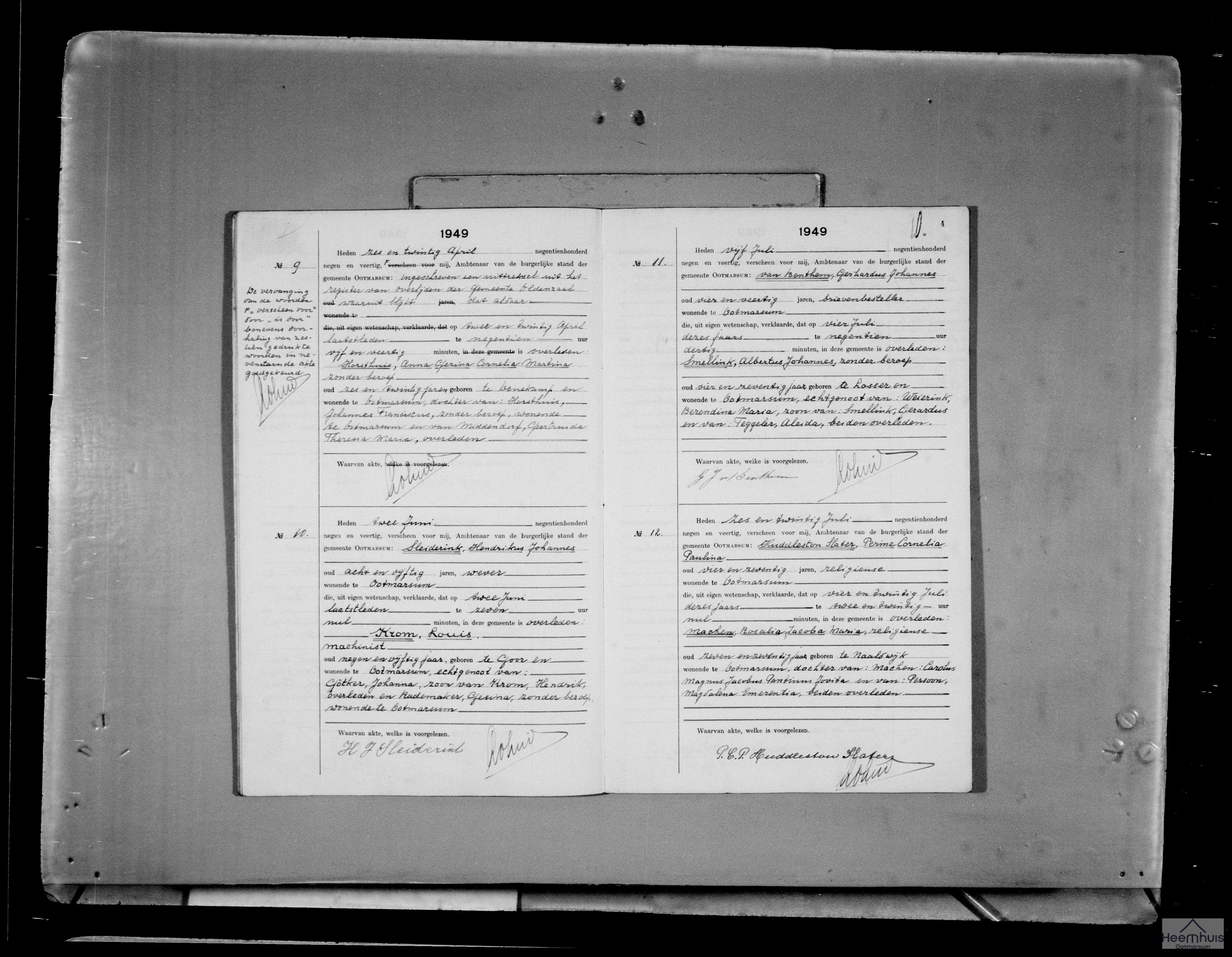 Overlijdensakte van Albertus Johannes Smellink