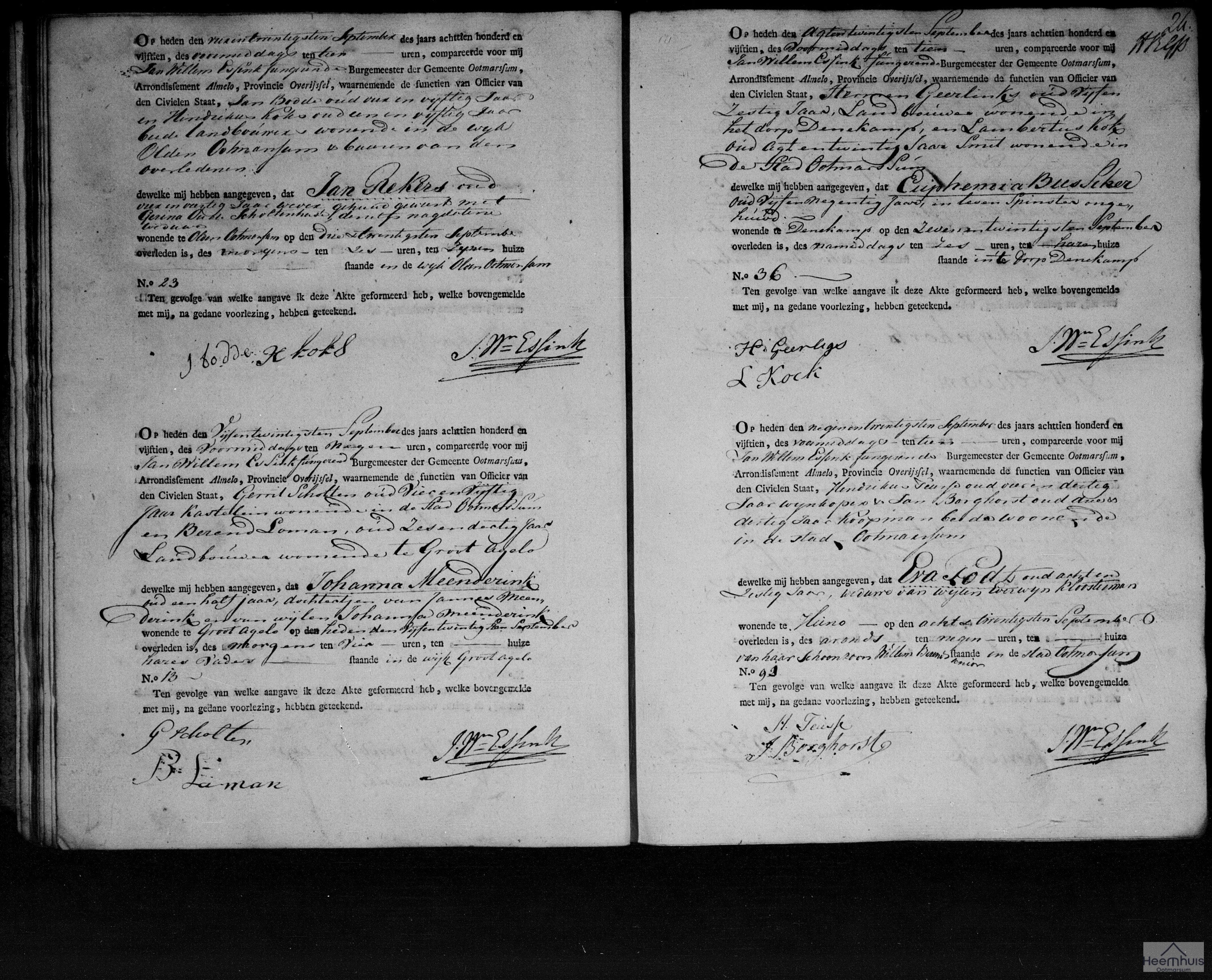 Overlijdensakte van Euphemia Busscher