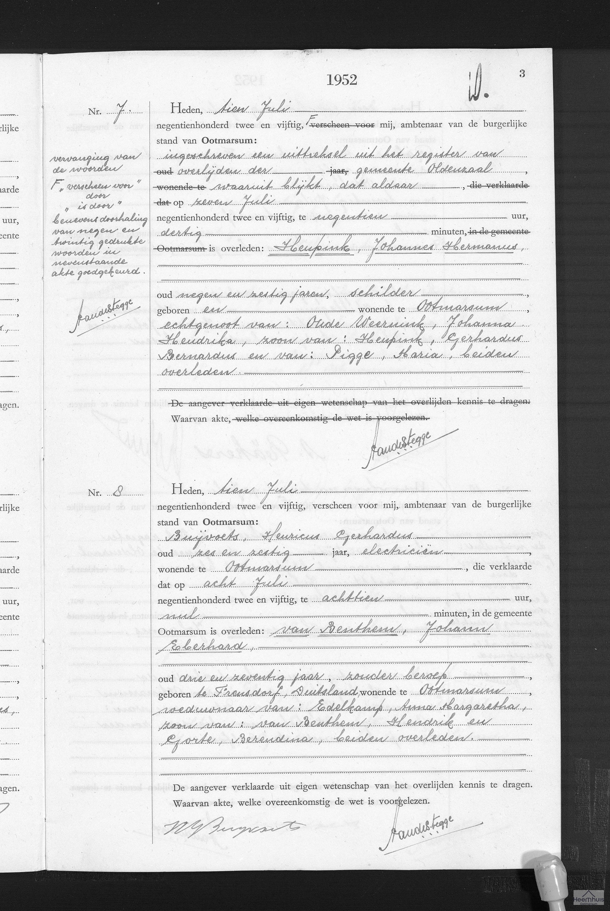 Overlijdensakte van Johannes Hermanus Heupink Overlijdensakte van Johannes Hermanus Heupink