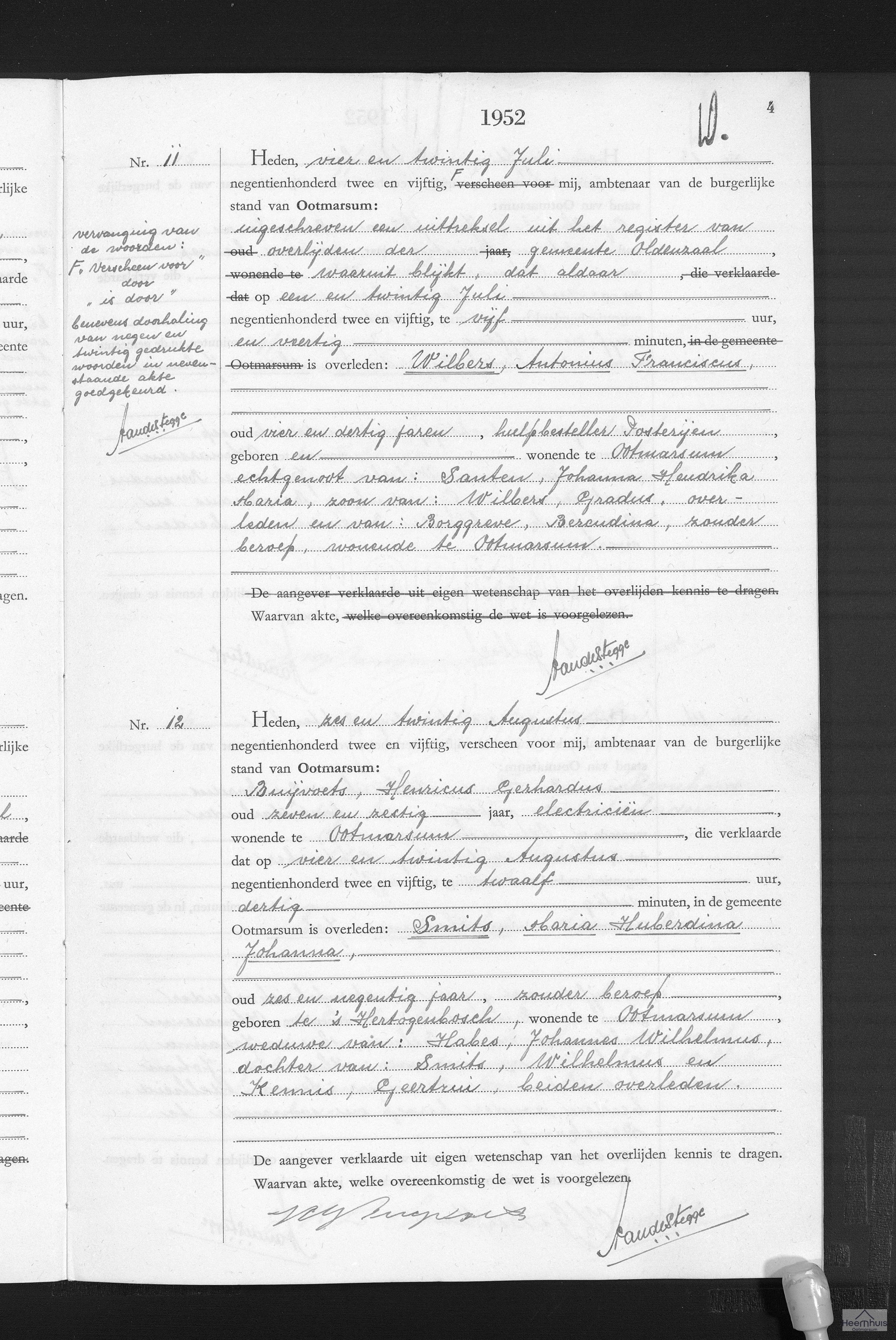 Overlijdensakte van Antonius Franciscus Wilbers Overlijdensakte van Antonius Franciscus Wilbers