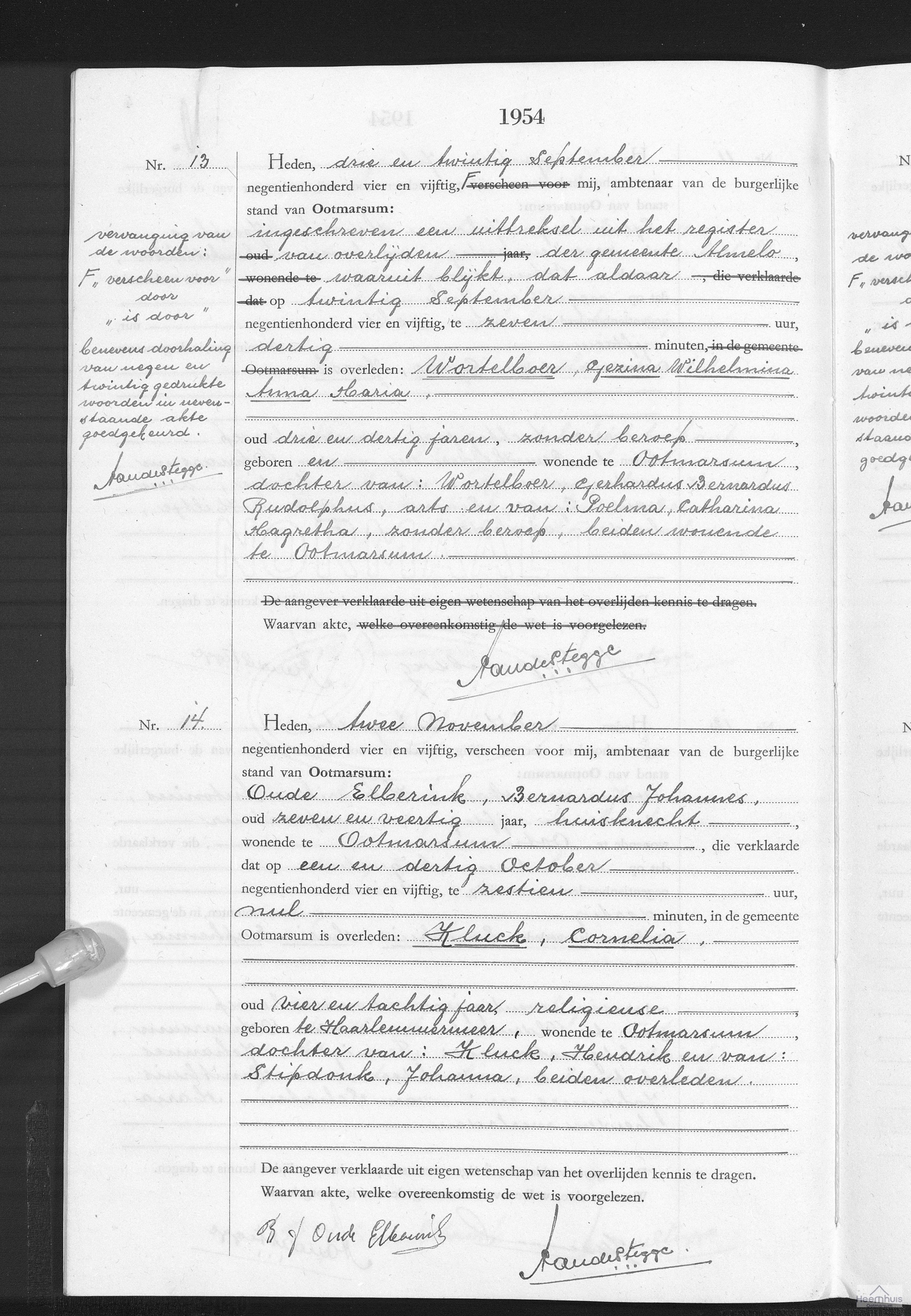 Overlijdensakte van Gezina Wilhelmina Anna Maria Wortelboer