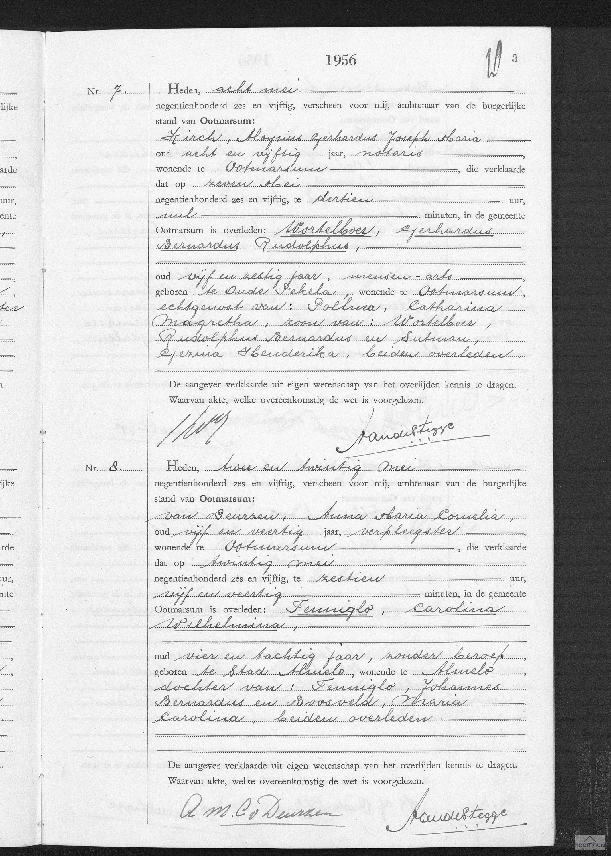 Overlijdensakte van Gerhardus Bernardus Rudolphus Wortelboer