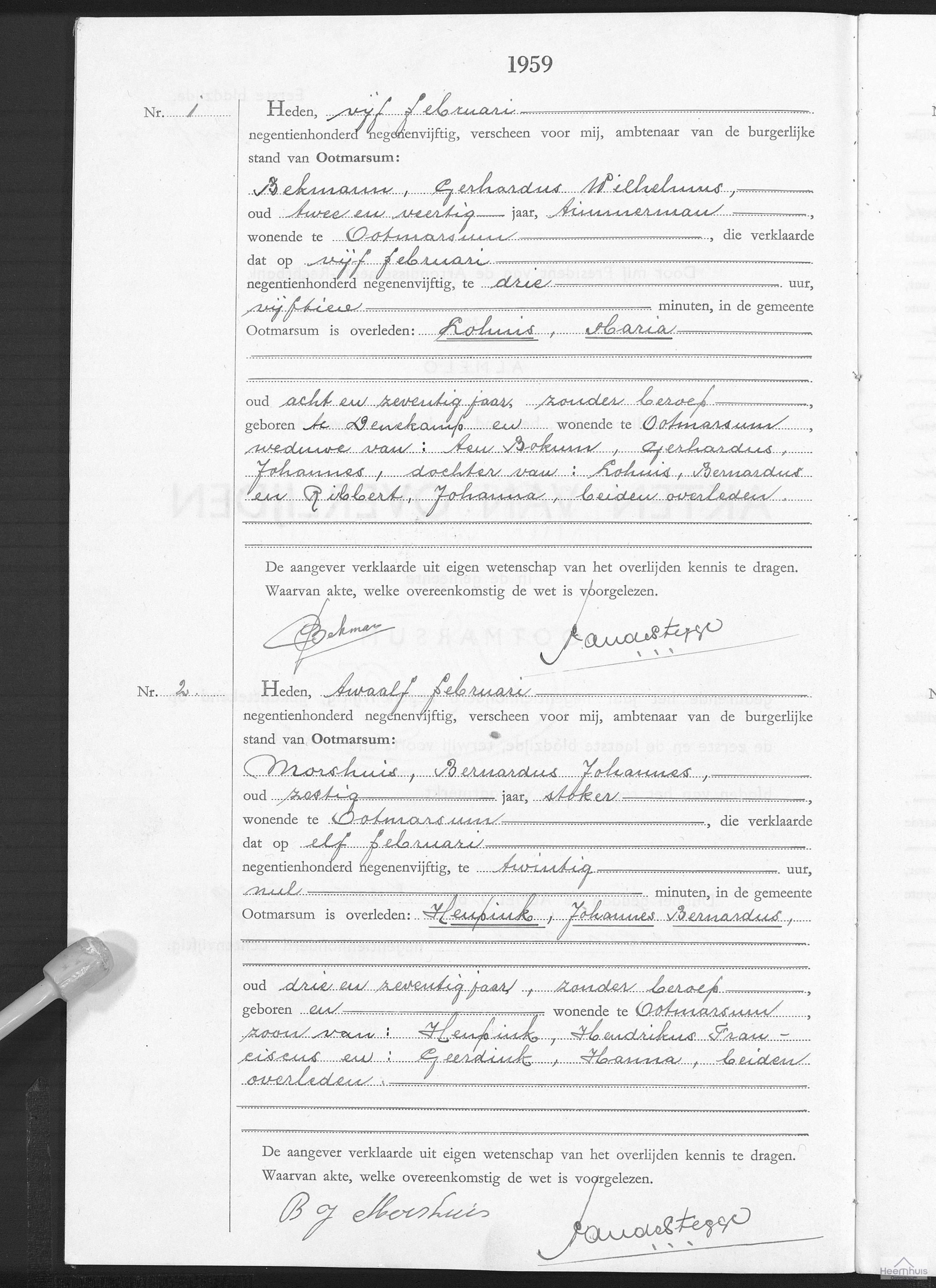 Overlijdensakte van Johannes Bernardus Heupink Overlijdensakte van Johannes Bernardus Heupink