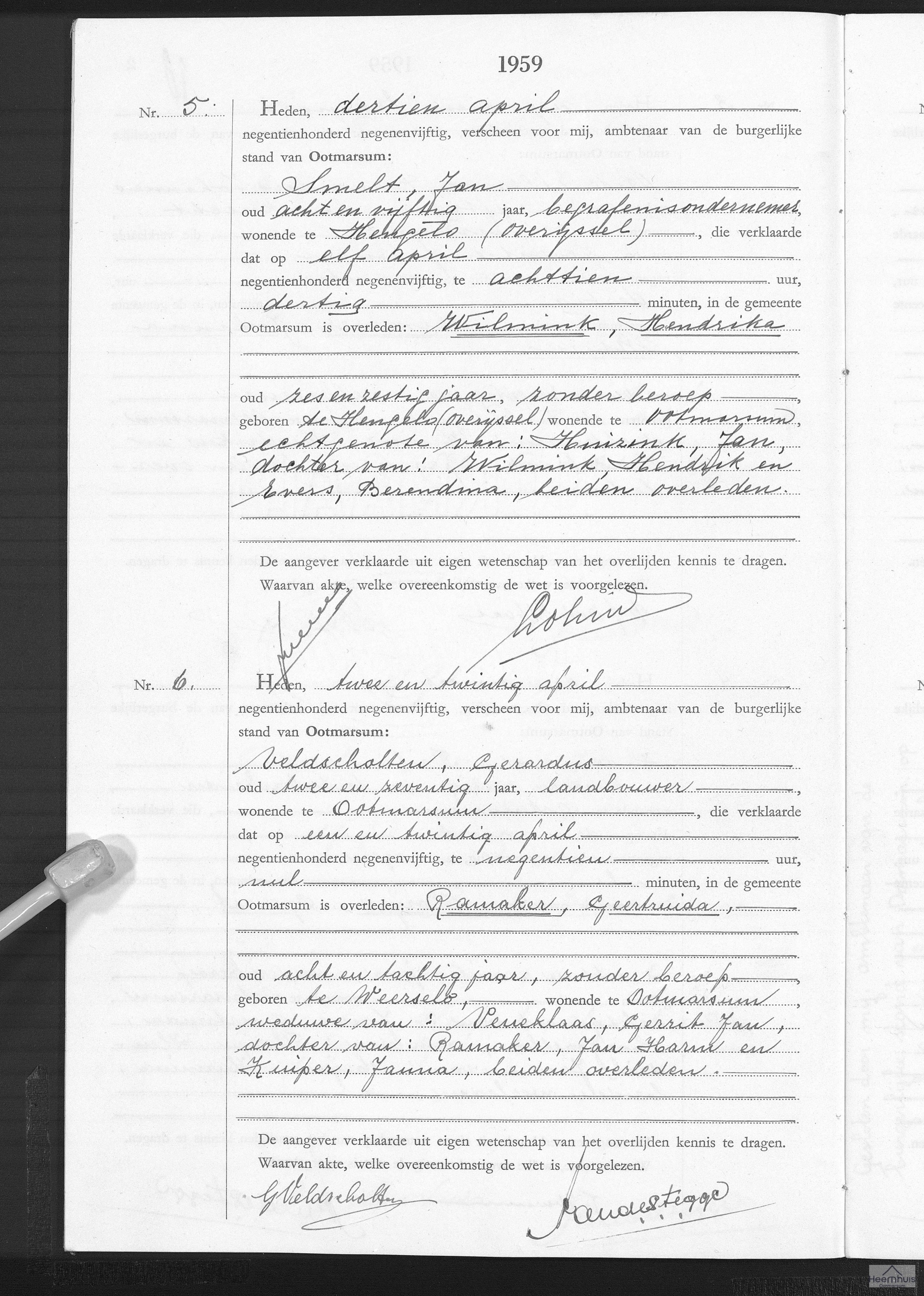 Overlijdensakte van Geertruida Ramaker